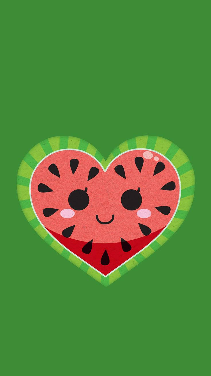 Corazón de Sandía Kawaii y Femenino Fondos de pantalla