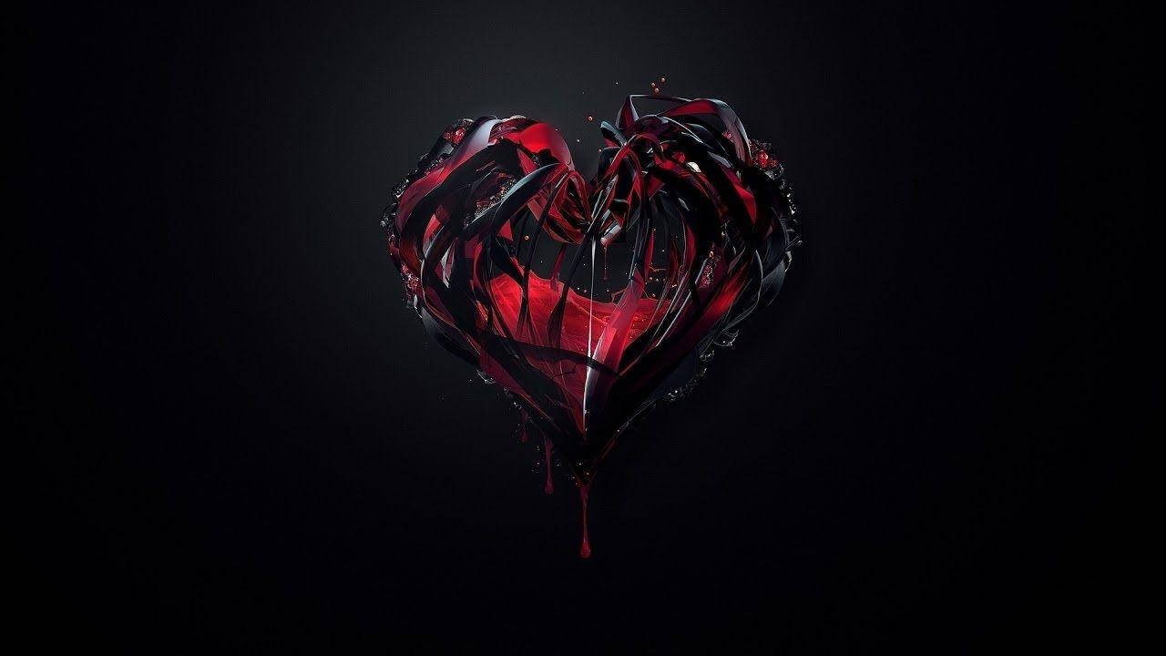 Corazón estético rojo y negro con textura viscosa Fondos de pantalla