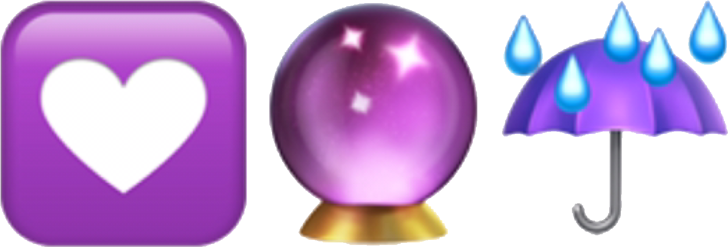 Corazón morado, bola de cristal y emoji de paraguas Fondos de pantalla