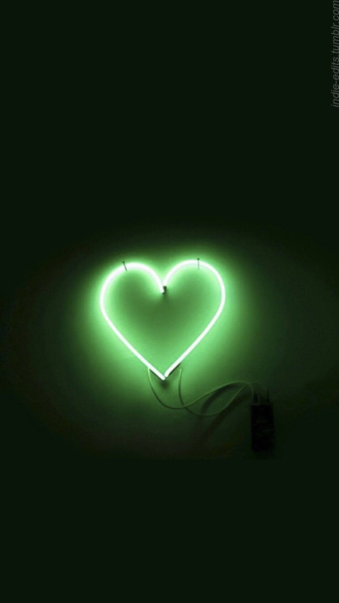 Corazón Neón Verde Estético Fondos de pantalla