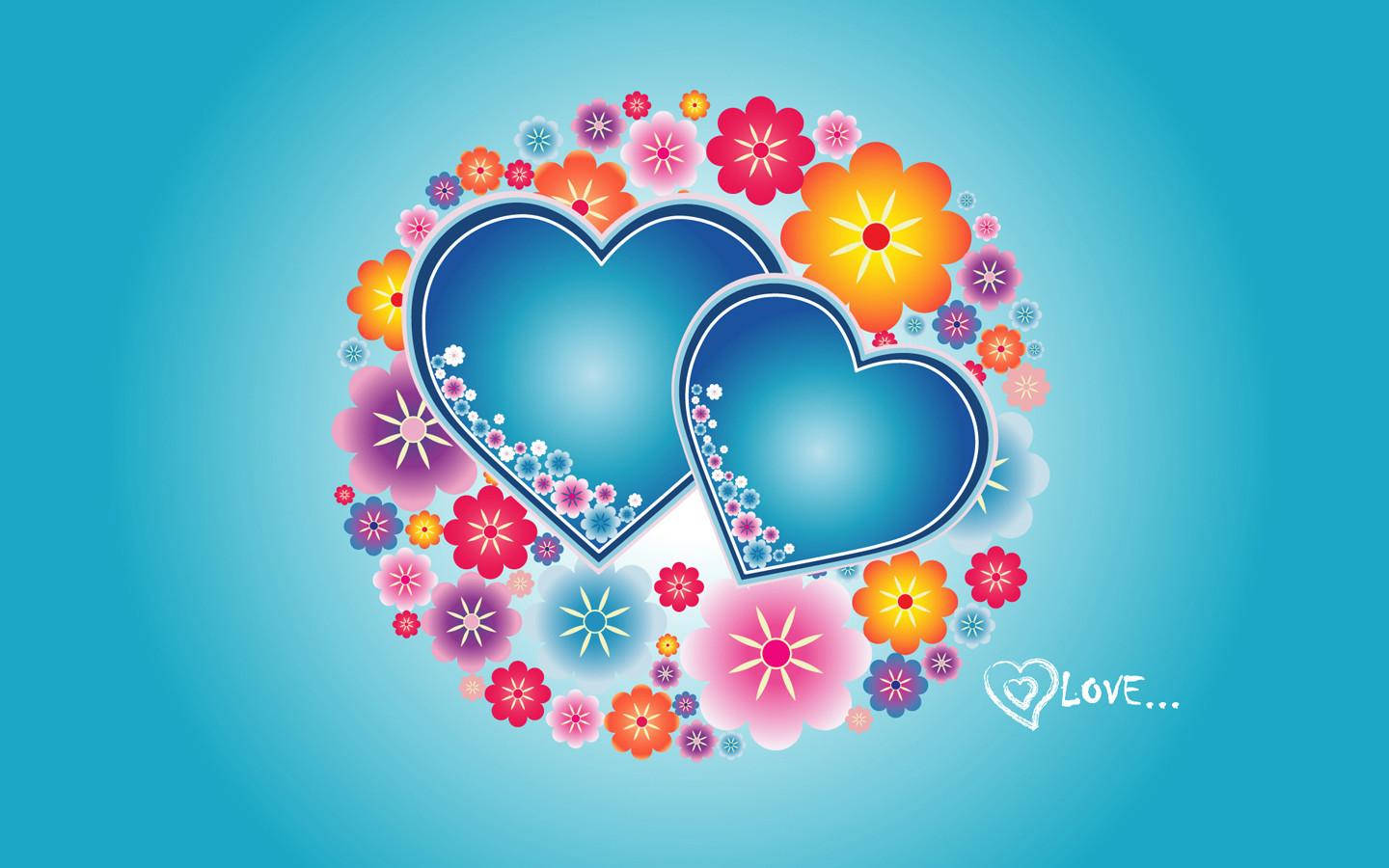 Corazones Azules Florales Fondos de pantalla
