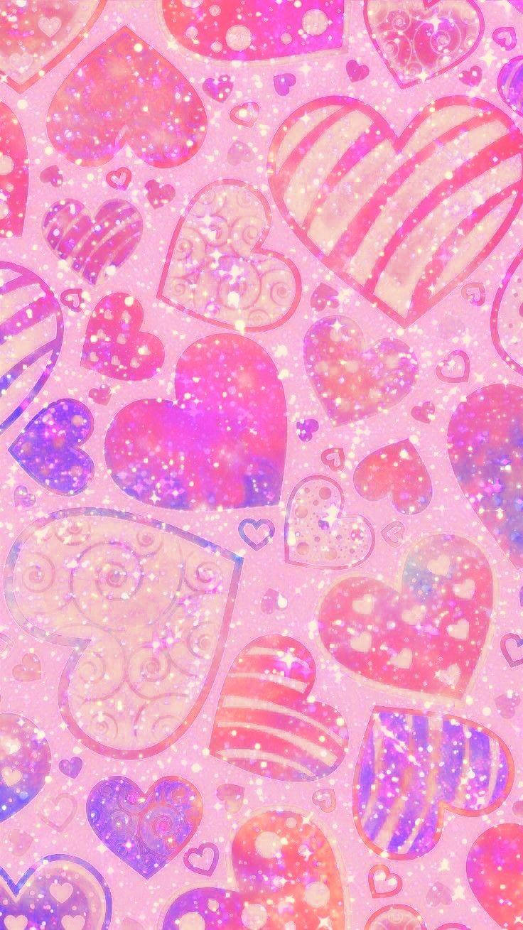 Corazones Glitter Estética Y2K Fondos de pantalla