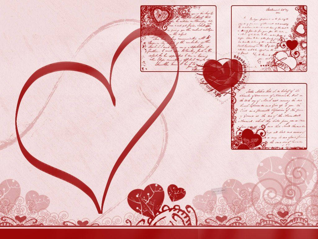 Corazones y letras estéticos en rosa para computadora Fondos de pantalla
