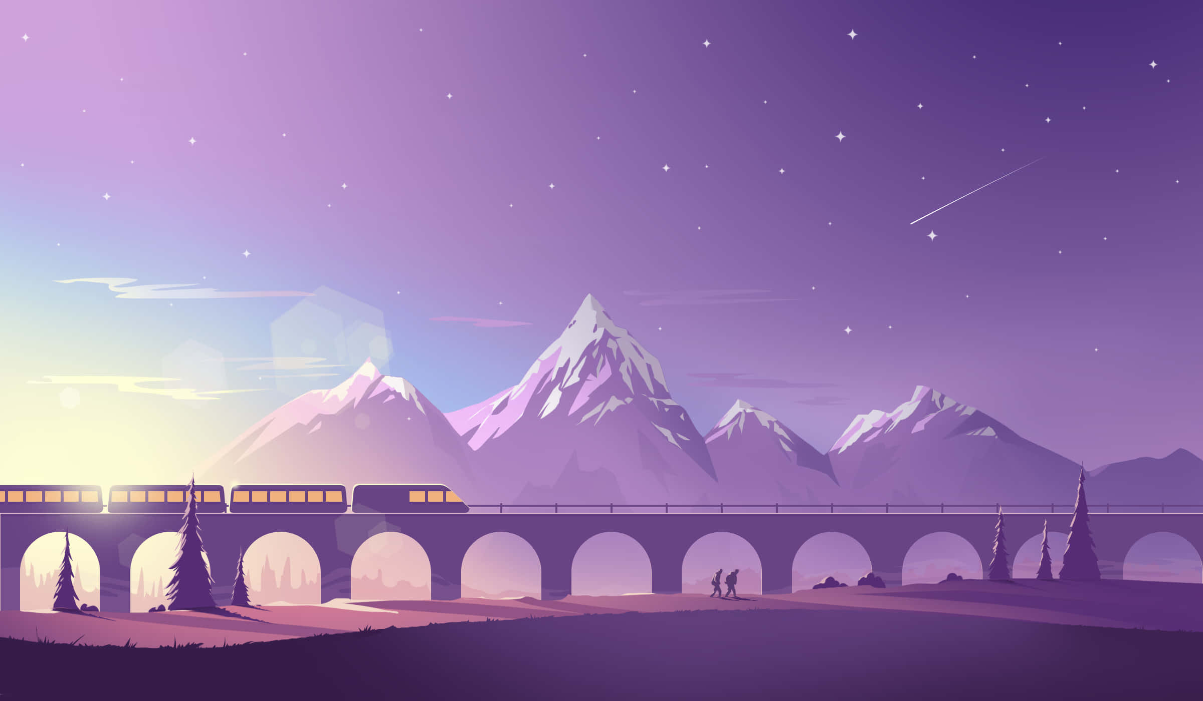Cordillera Minimalista con Vía de Ferrocarril Fondos de pantalla