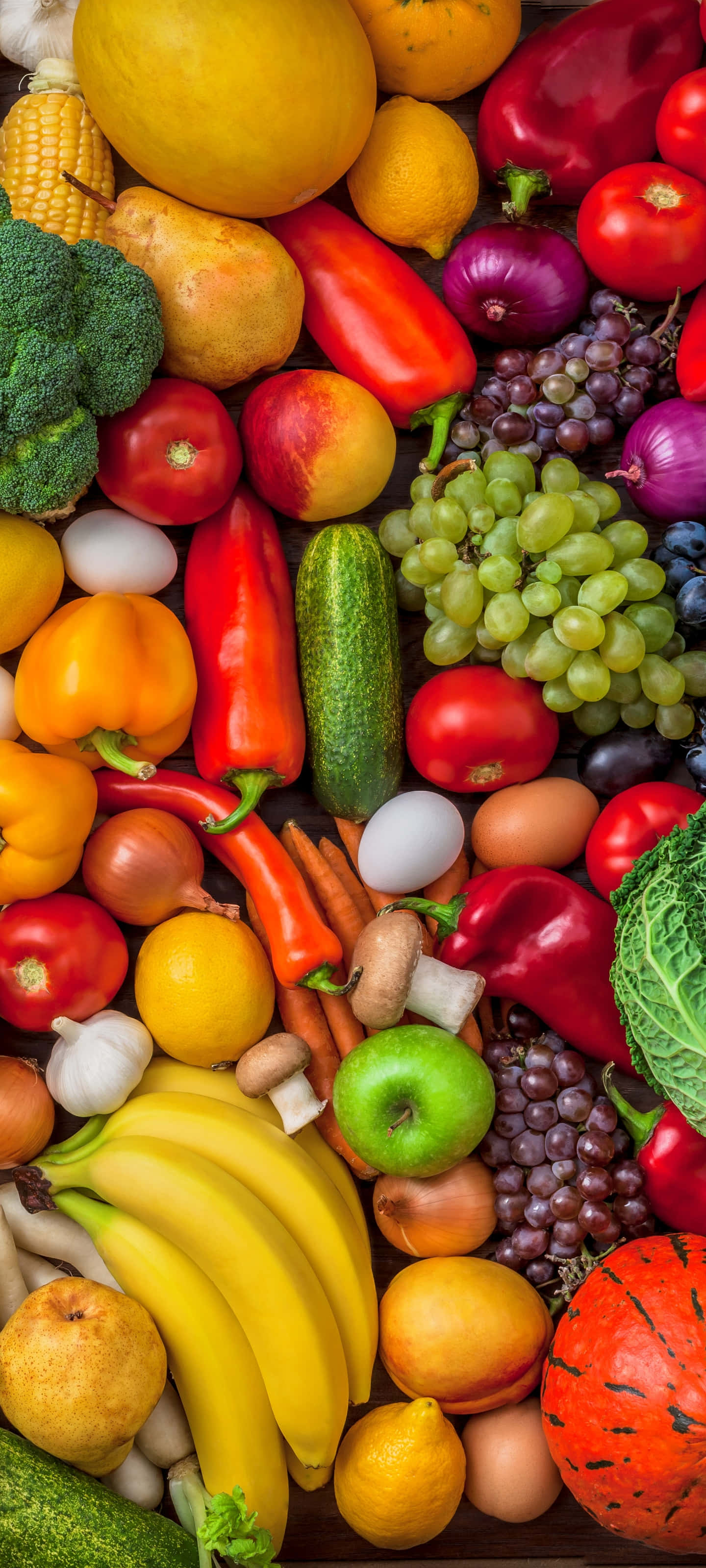 Cosecha abundante de frutas y verduras frescas Fondos de pantalla