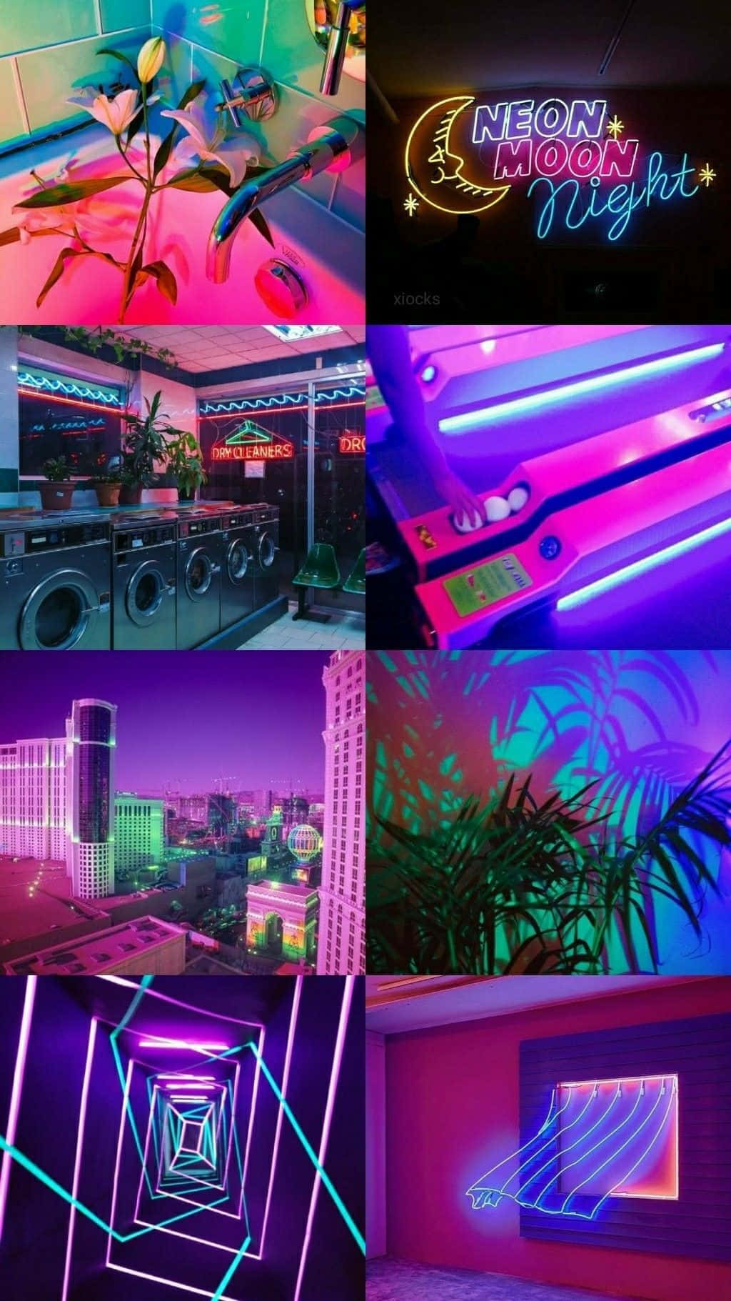 Crea un hermoso paisaje futurista con el fondo perfecto de estética neón Fondos de pantalla