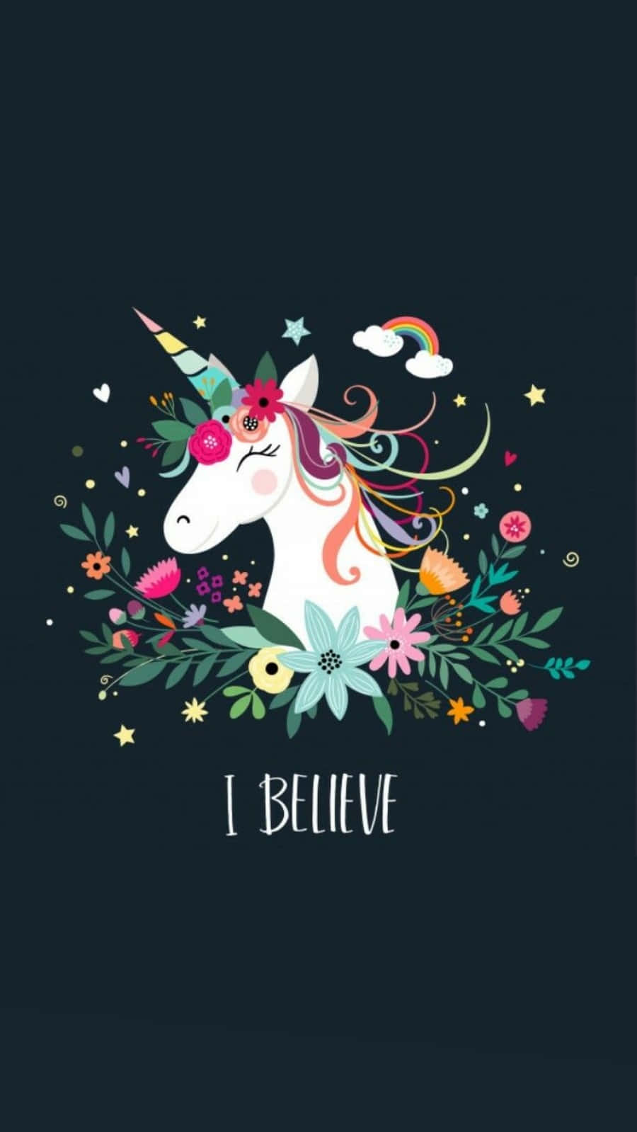 Creo en Unicornio Floral de iPhone Fondos de pantalla