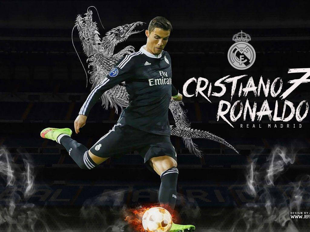 Fondo de pantalla de Cristiano Ronaldo con el logotipo del Real Madrid.