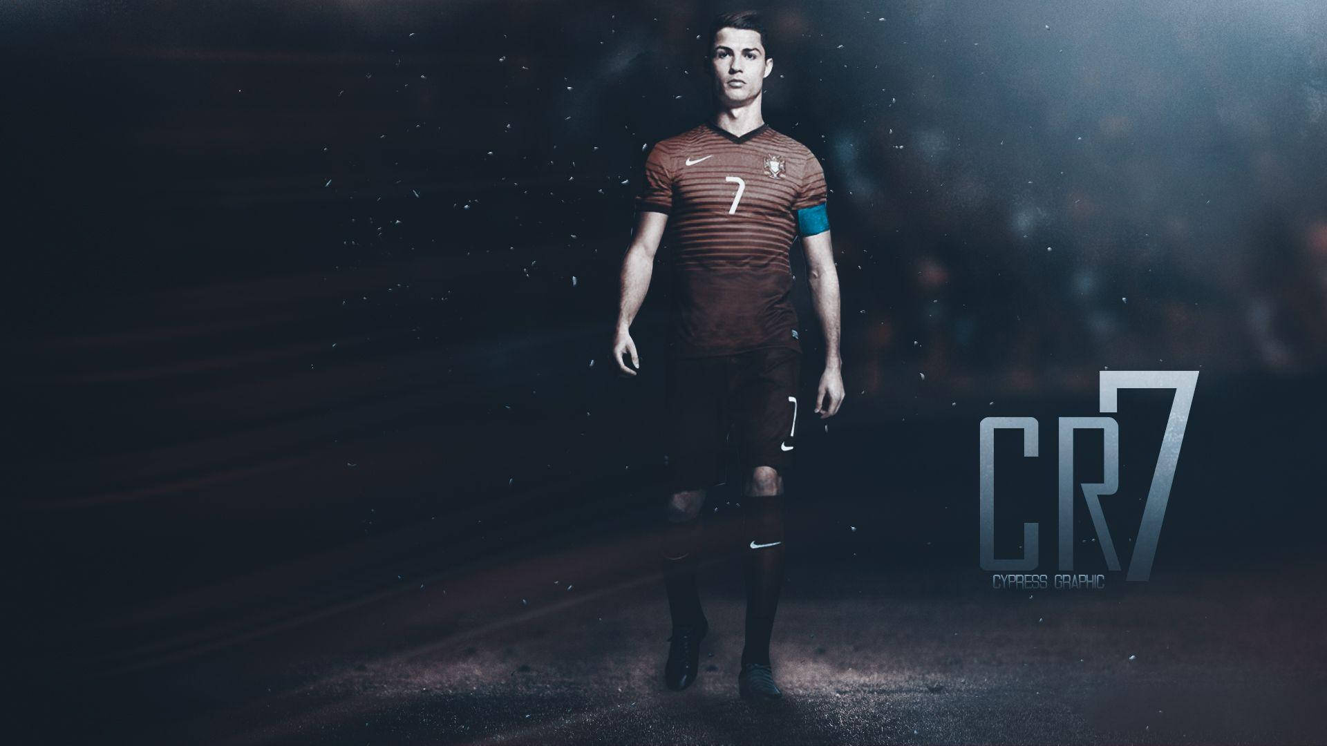 Fondo de pantalla de Cristiano Ronaldo con el uniforme rojo de Portugal.