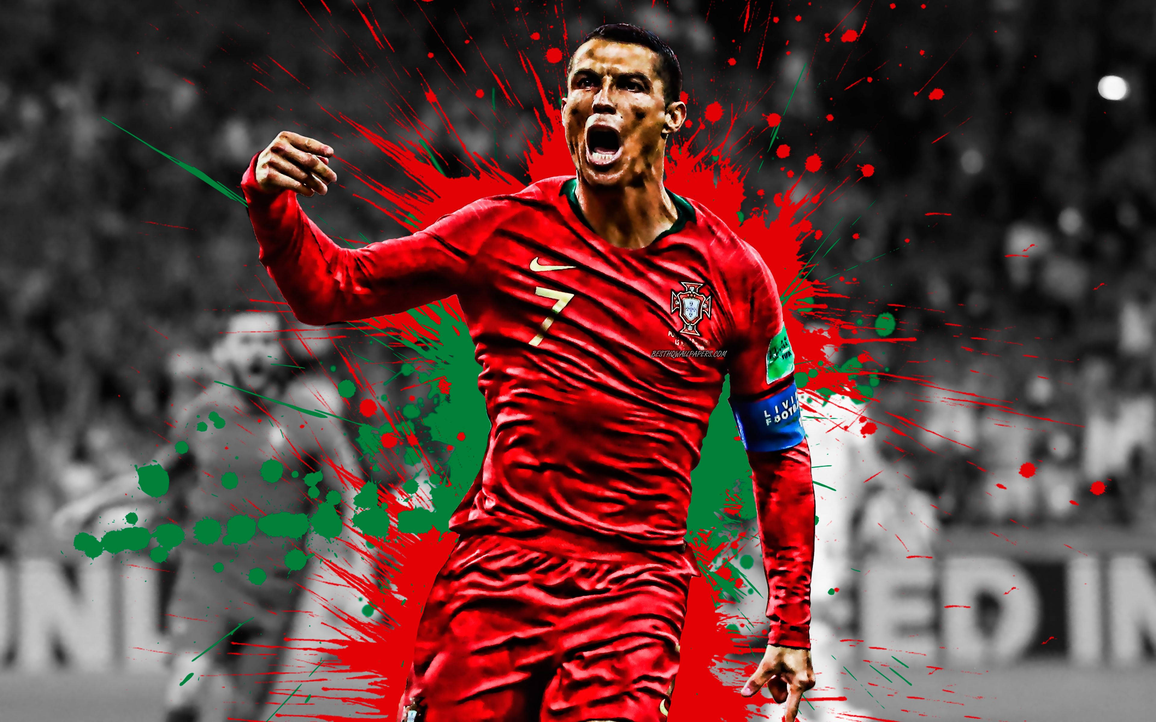 Cristiano Ronaldo Diseño Genial en Rojo y Verde Fondos de pantalla