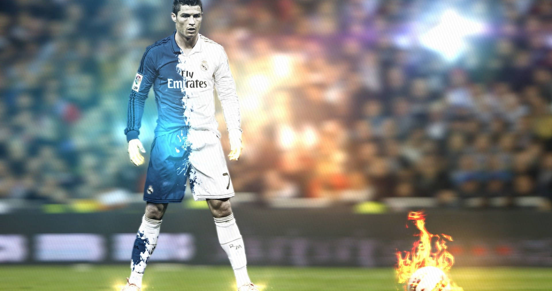 Fondo de pantalla de la obra de arte feroz de Cristiano Ronaldo.