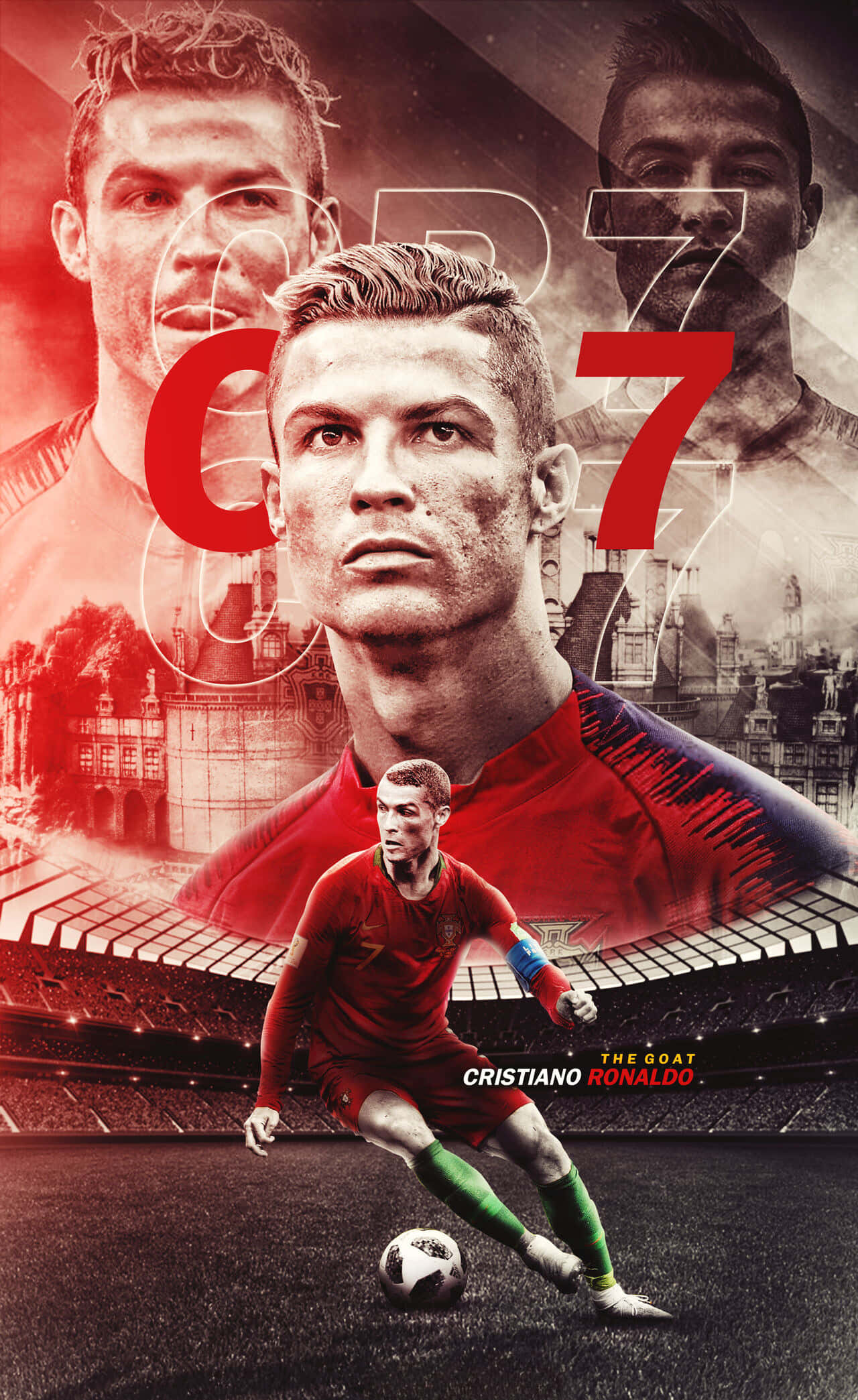 Cristiano Ronaldo posando con confianza en el campo de fútbol Fondos de pantalla