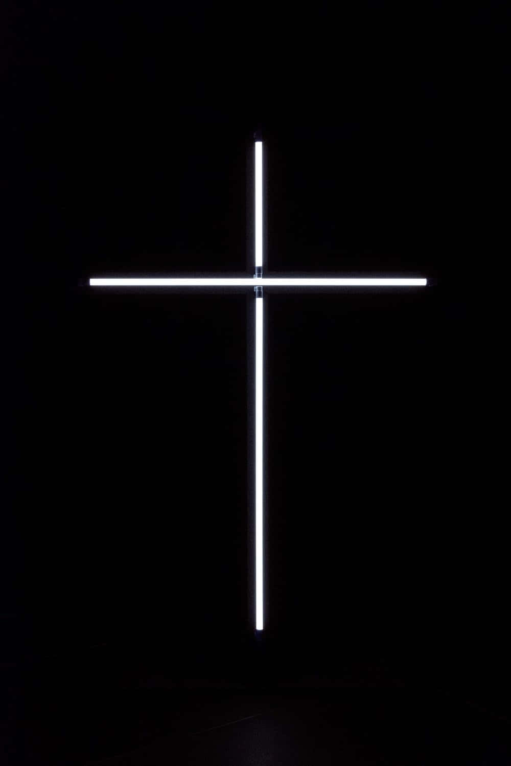 Cruz de neón minimalista para móvil Fondos de pantalla