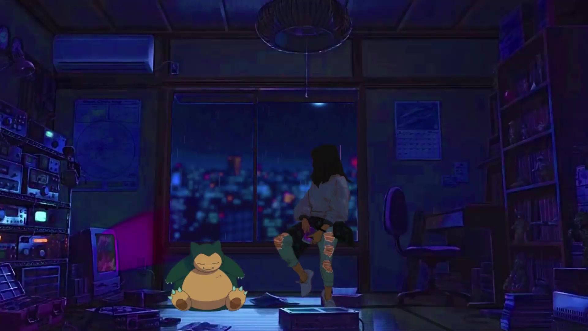 Cuarto anime con una chica sentada en la ventana Fondos de pantalla