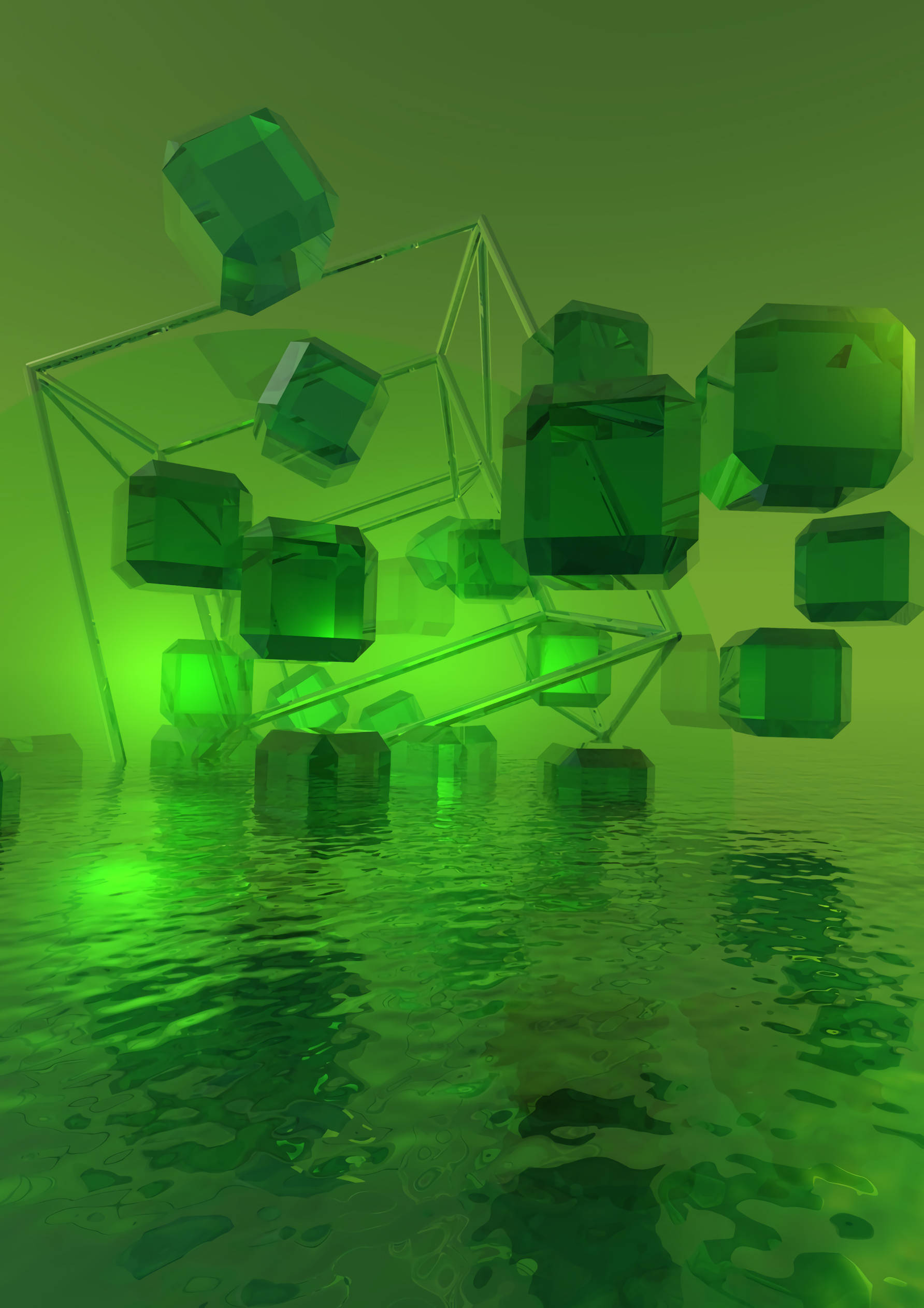 Cubos 3D de cristal verde Fondos de pantalla