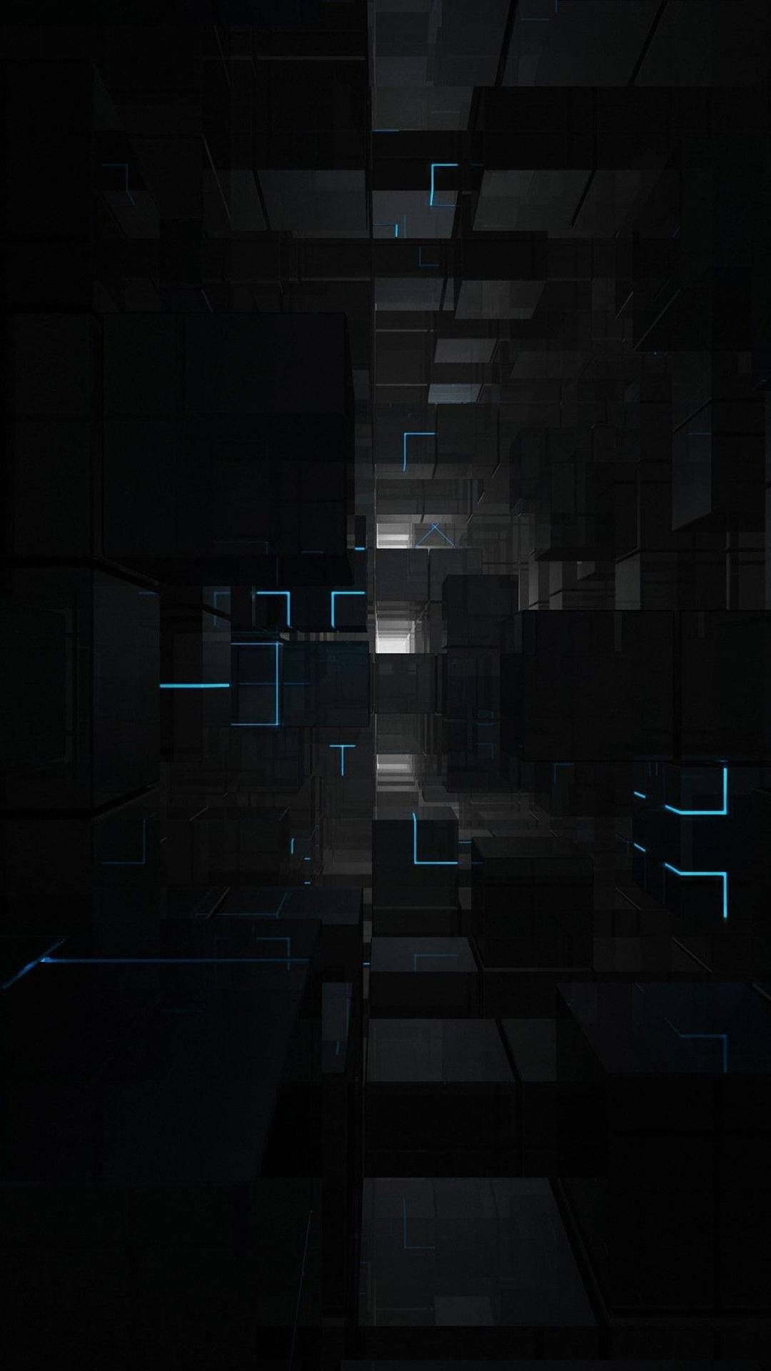 Cubos oscuros de teléfono con luces azules Fondos de pantalla