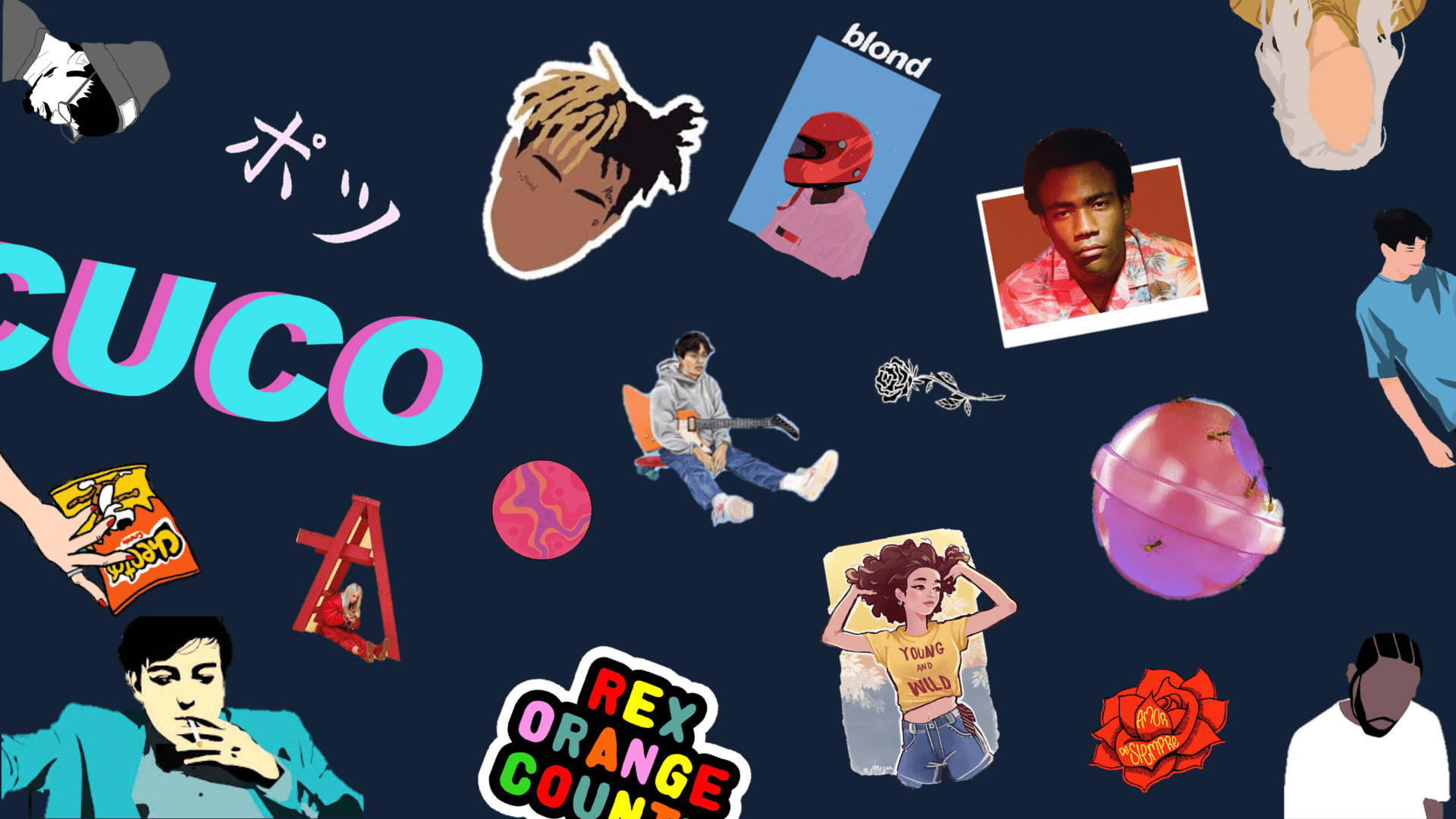 cuco - un collage de stickers con la palabra cuco Fondos de pantalla
