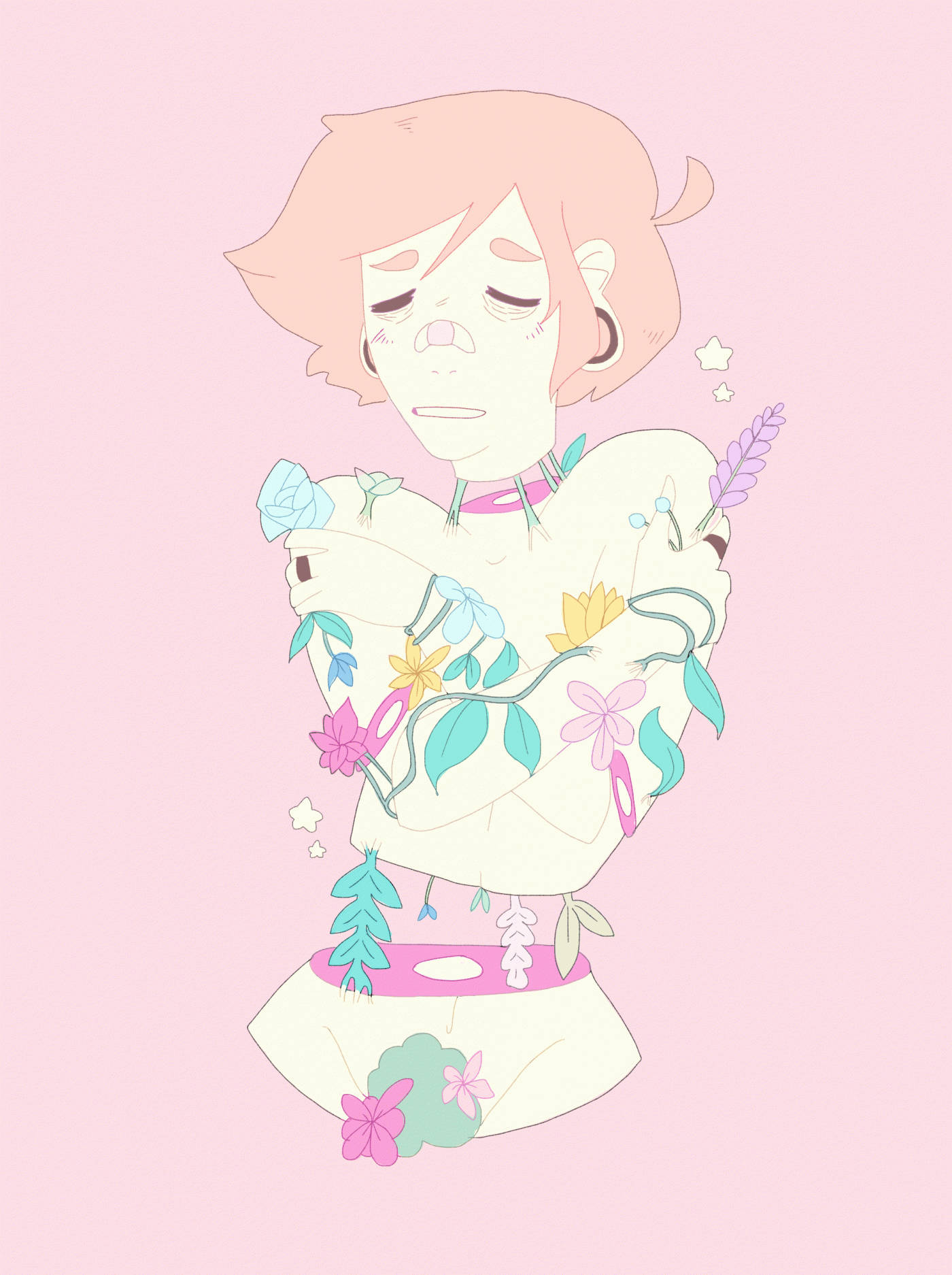 Cuerpo Humano con Plantas Creciendo Arte Gore Pastel Fondos de pantalla