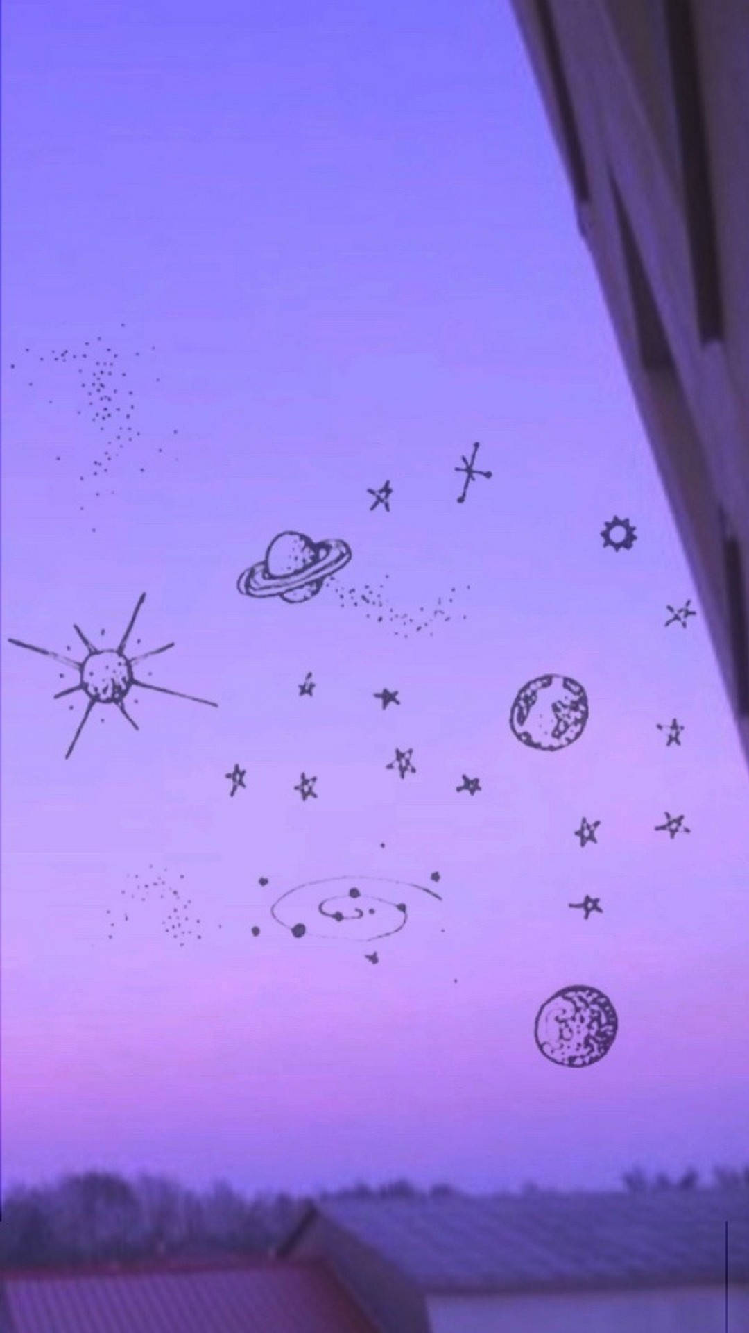 Cuerpos Celestes Estéticos en Lila Claro Fondos de pantalla