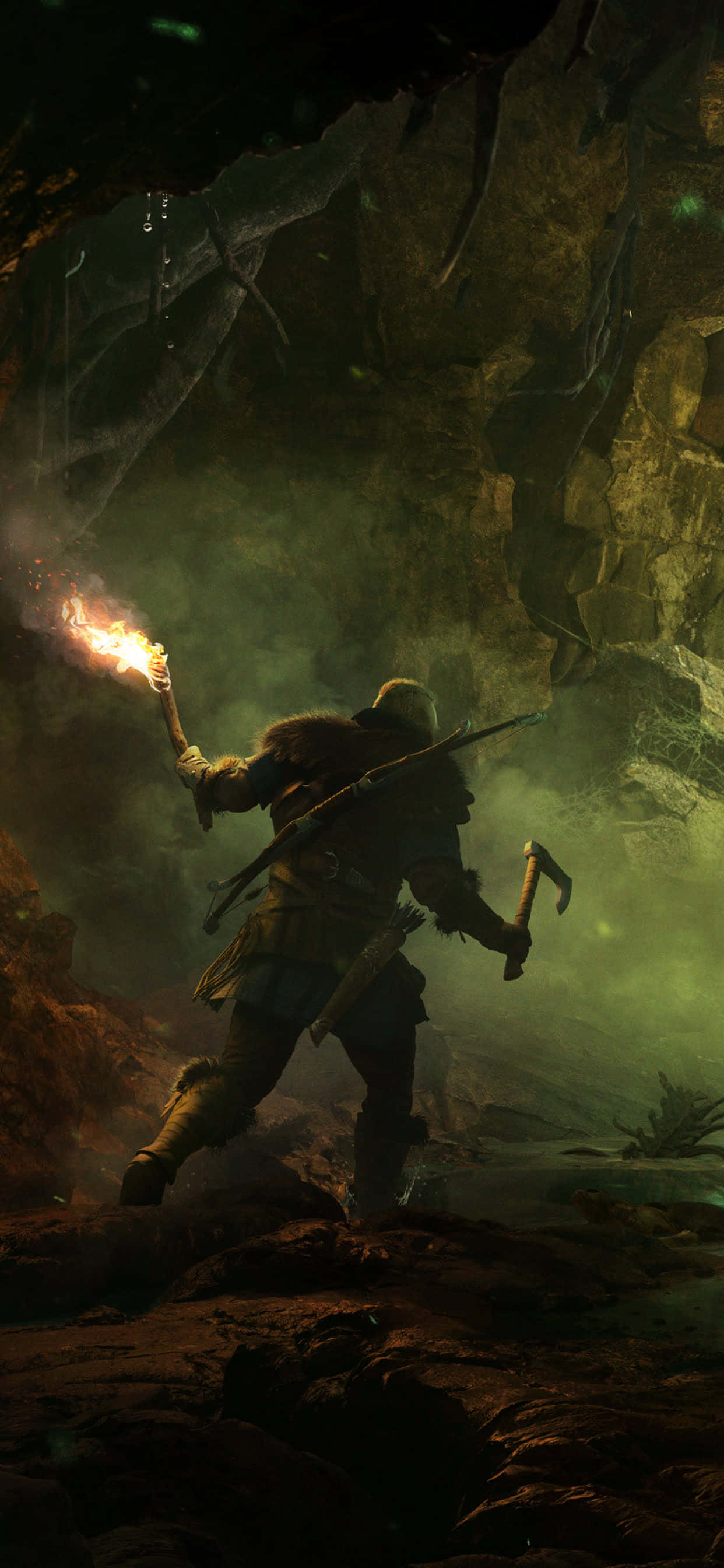 Cueva Oscura Fondo iPhone Xs Max Assassin's Creed Valhalla Fondos de pantalla