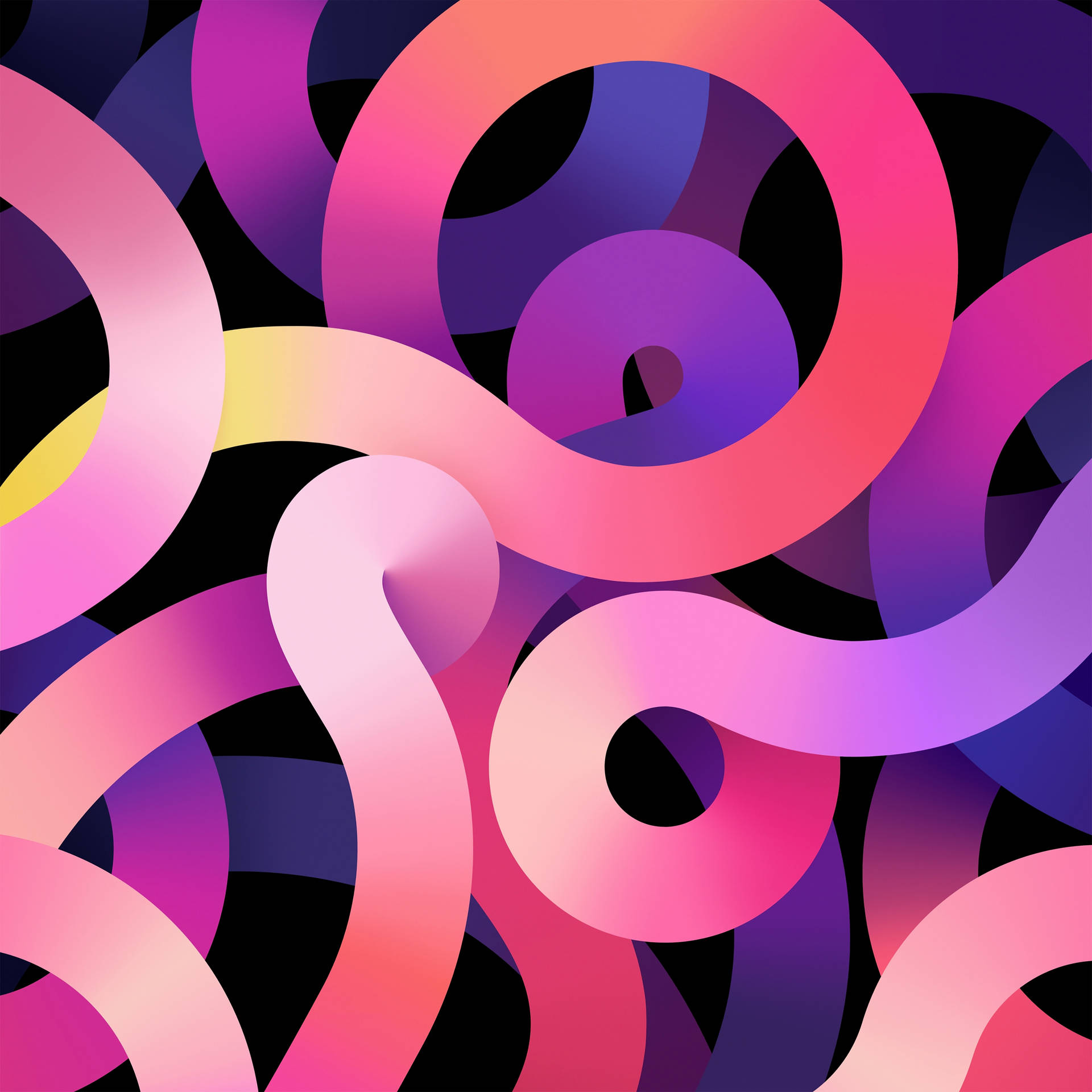 Fondo de pantalla estético de curvas rosadas y moradas para iPad