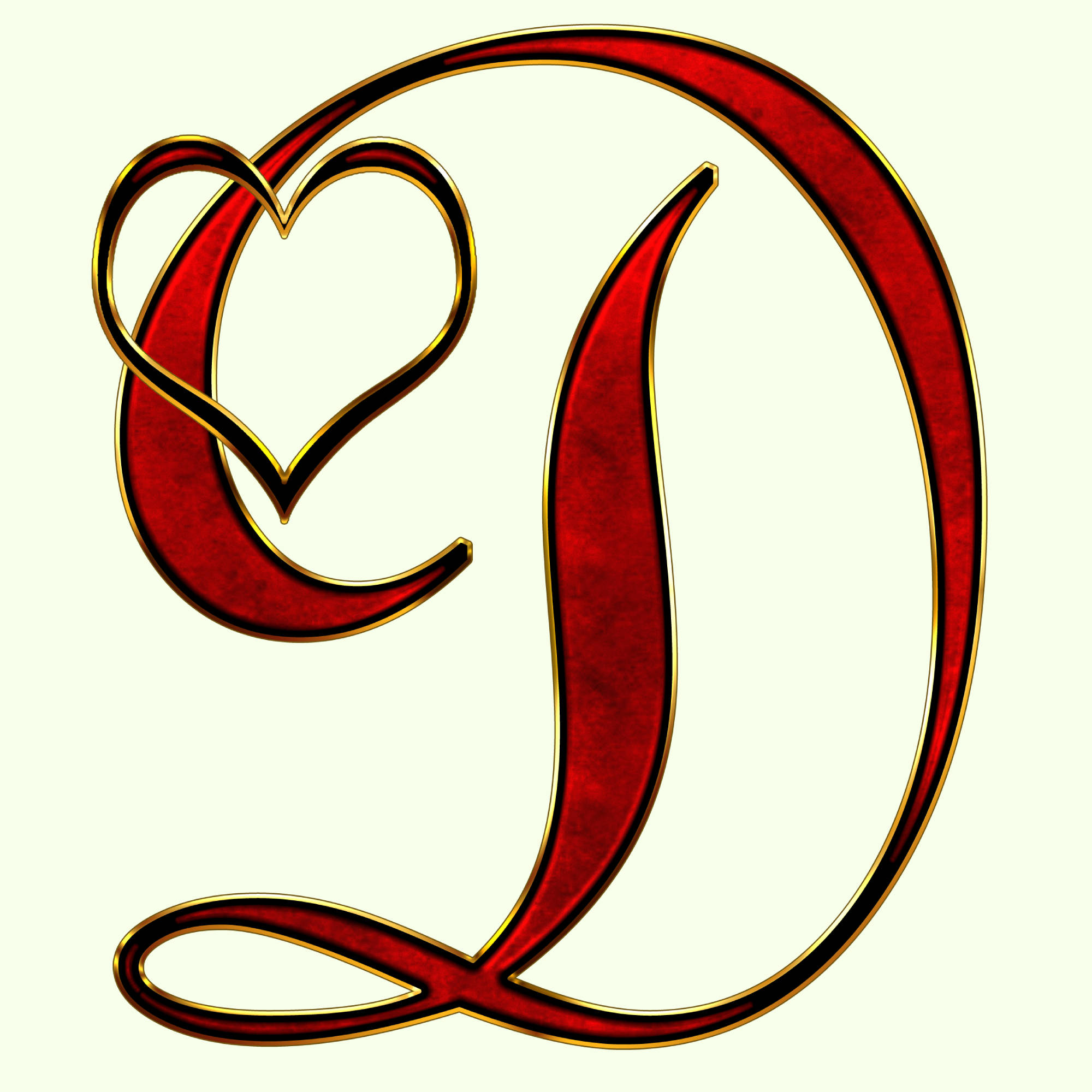D de Amor Rojo con Corazón Fondos de pantalla