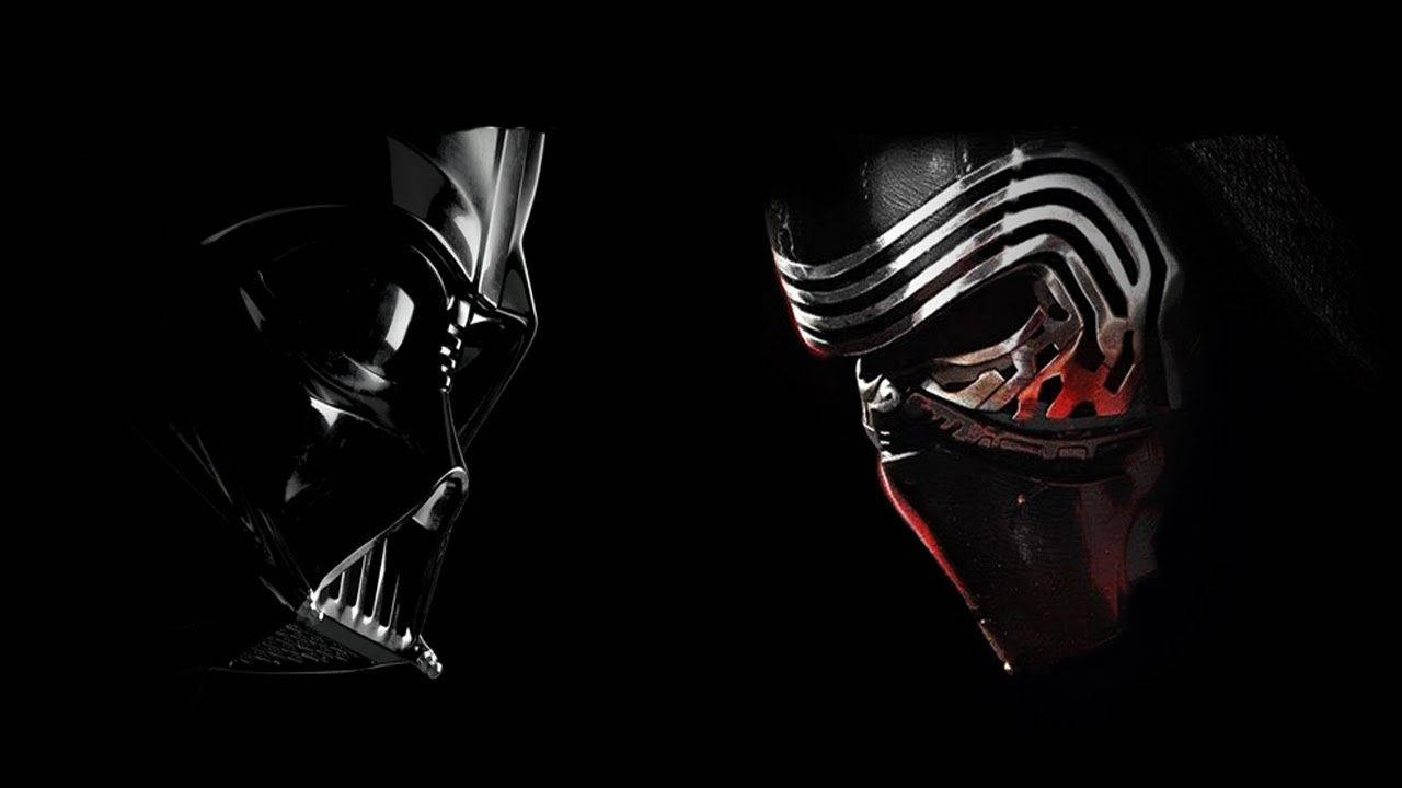 Personajes de Star Wars enfrentándose sobre un fondo negro