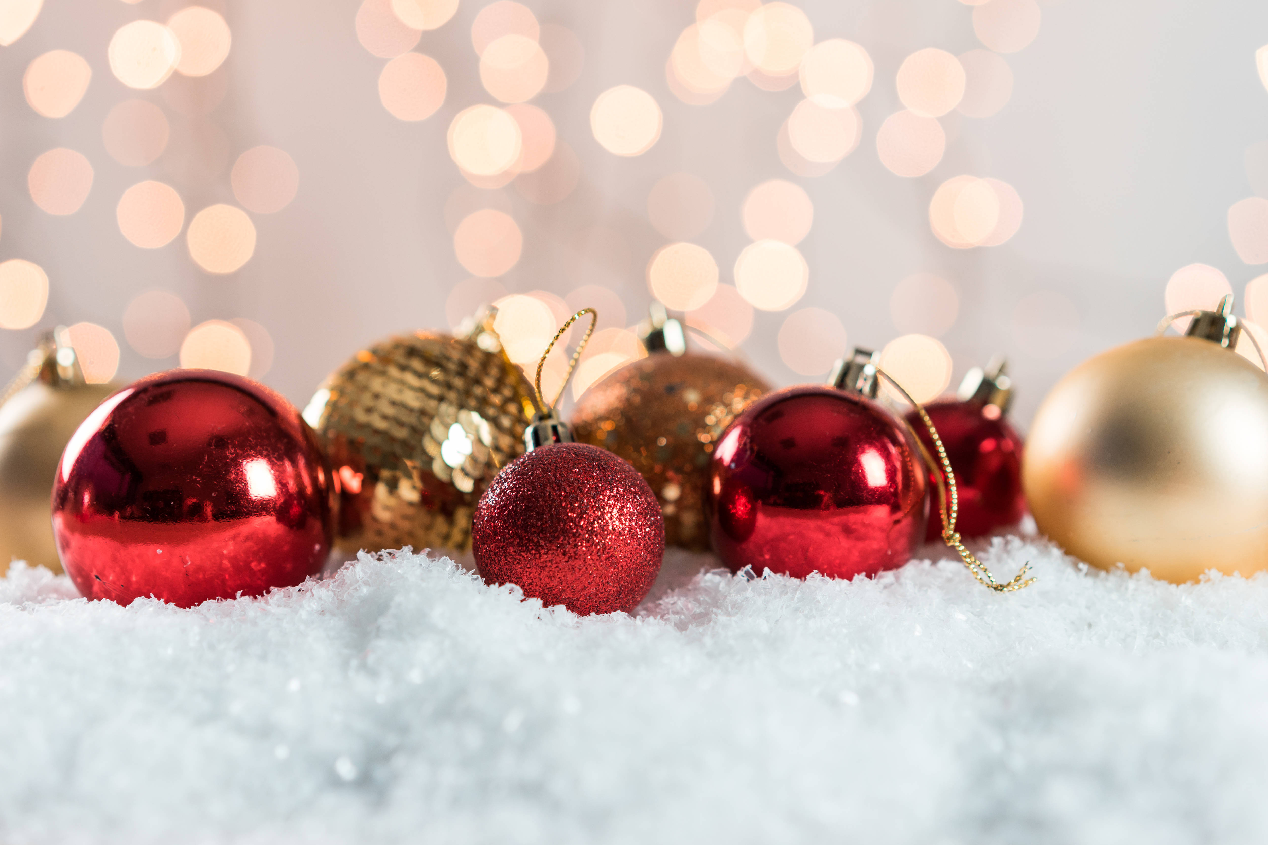 Decoraciones Rojas para Árbol de Navidad Fondos de pantalla