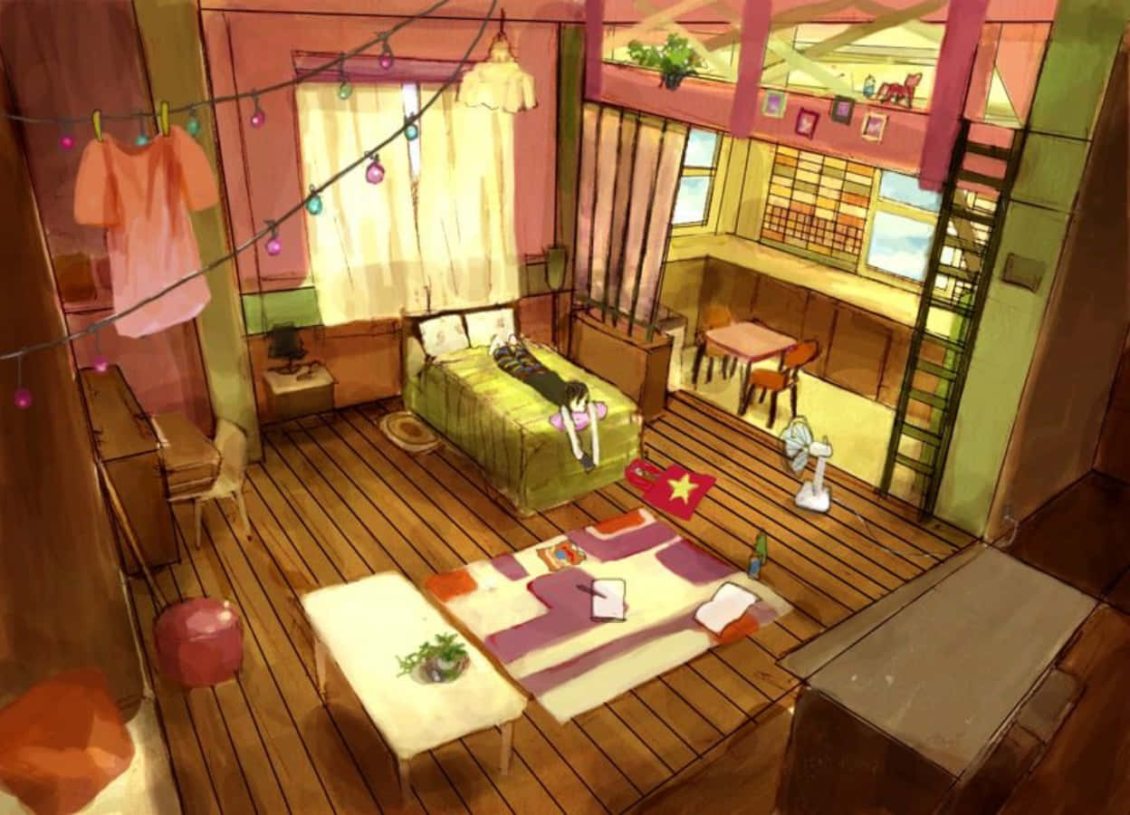 Deja Volar tu Imaginación en esta Habitación Anime Perfecta Fondos de pantalla