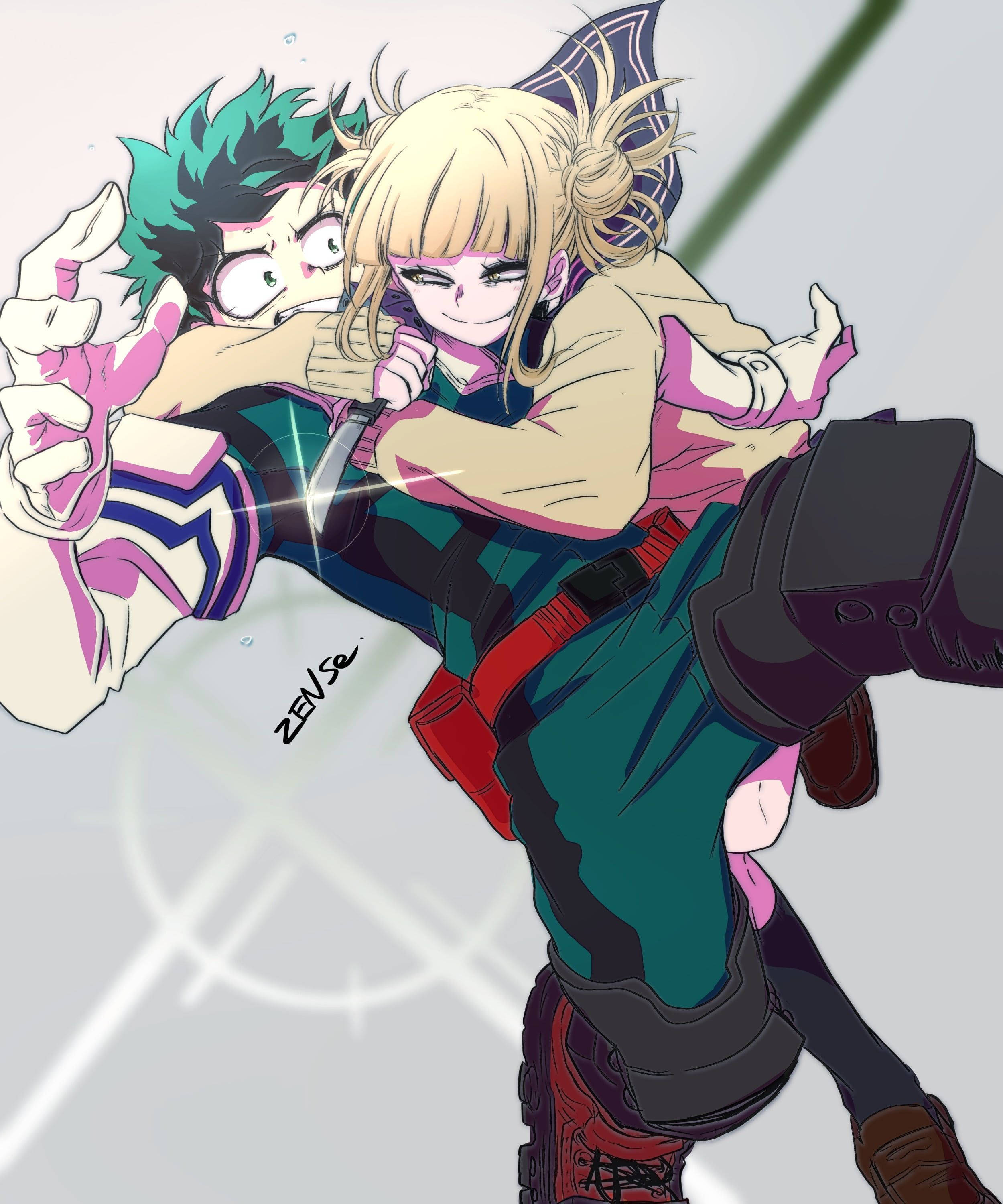 Deku abrazado por Toga Fondos de pantalla