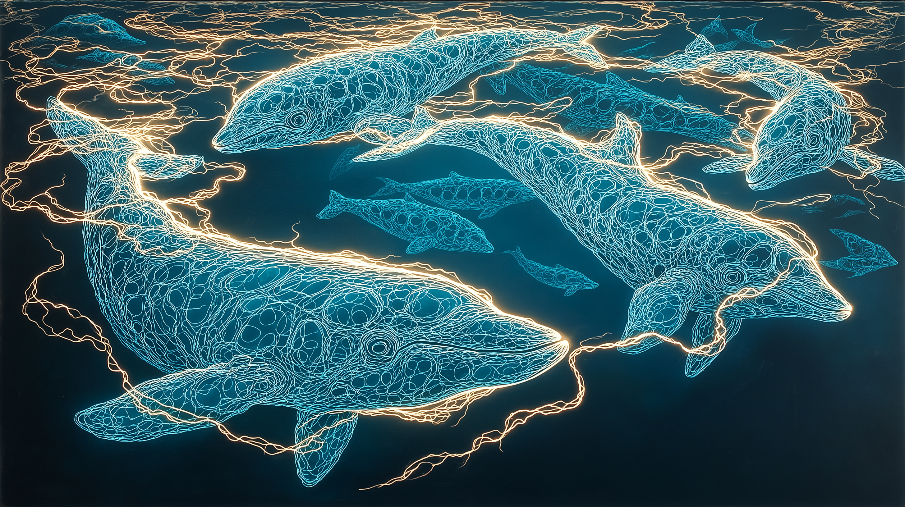 Delfines en Aguas Bioluminiscentes Fondos de pantalla