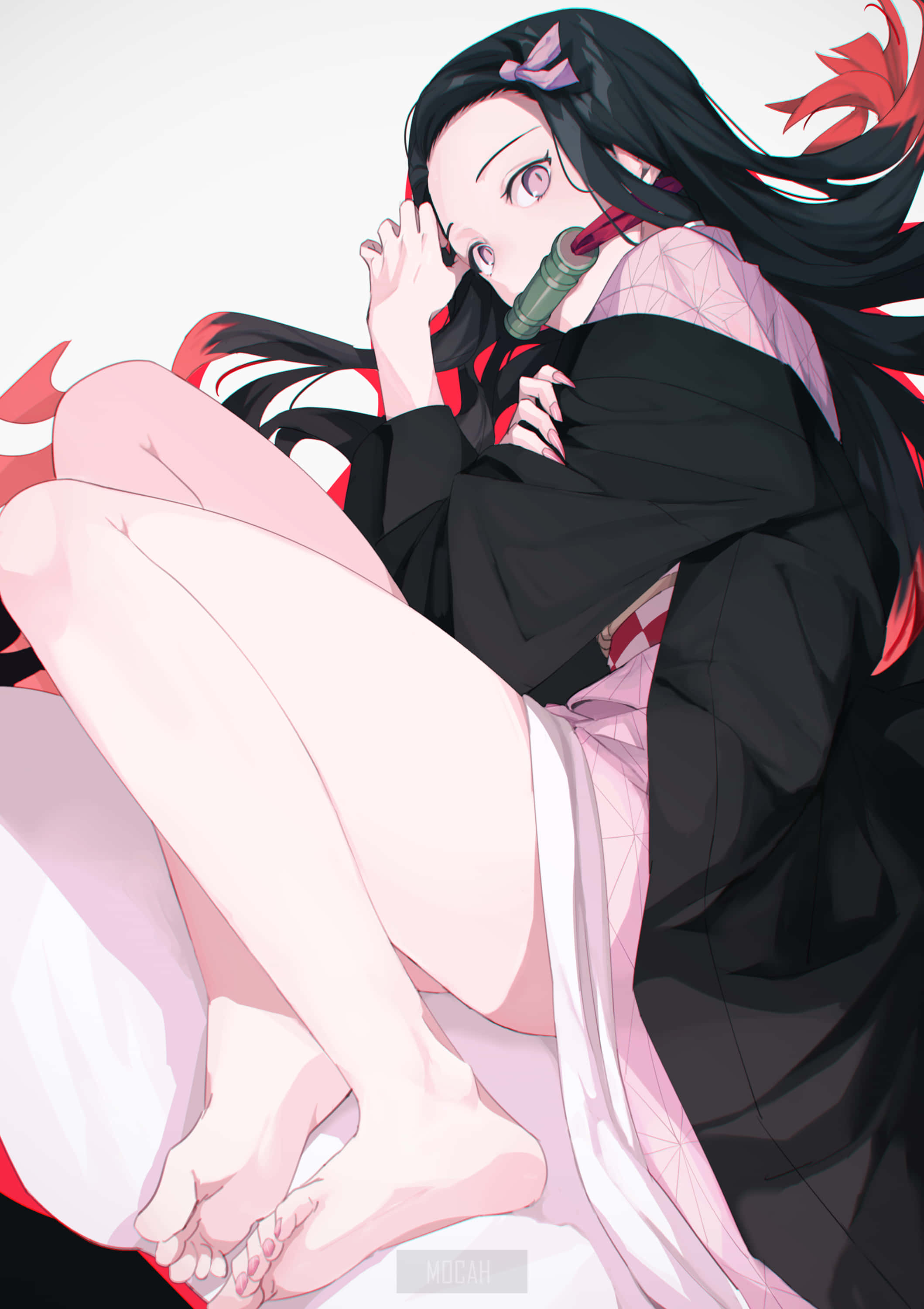 Demon Slayer Kimetsu No Yaiba Nezuko Kamado Chica Anime Pies Fondos de pantalla