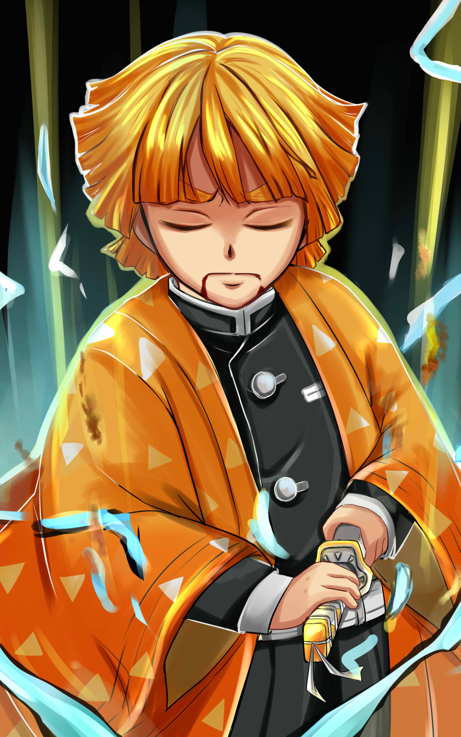 Demon Slayer Zenitsu Concentrando Fondos de pantalla