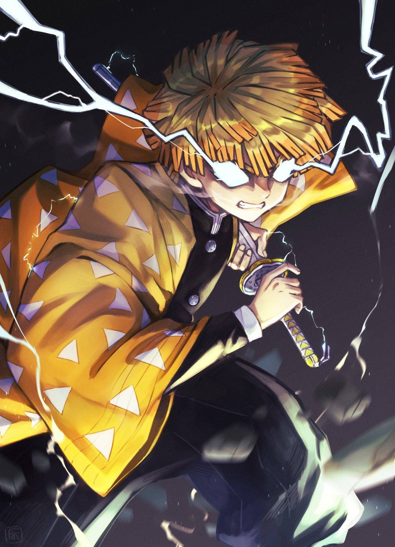 Demon Slayer Zenitsu Ojos de Trueno Fondos de pantalla