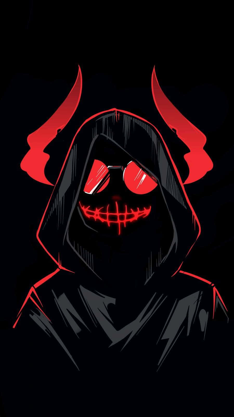 Demonio de anime aterrador con cuernos rojos Fondos de pantalla
