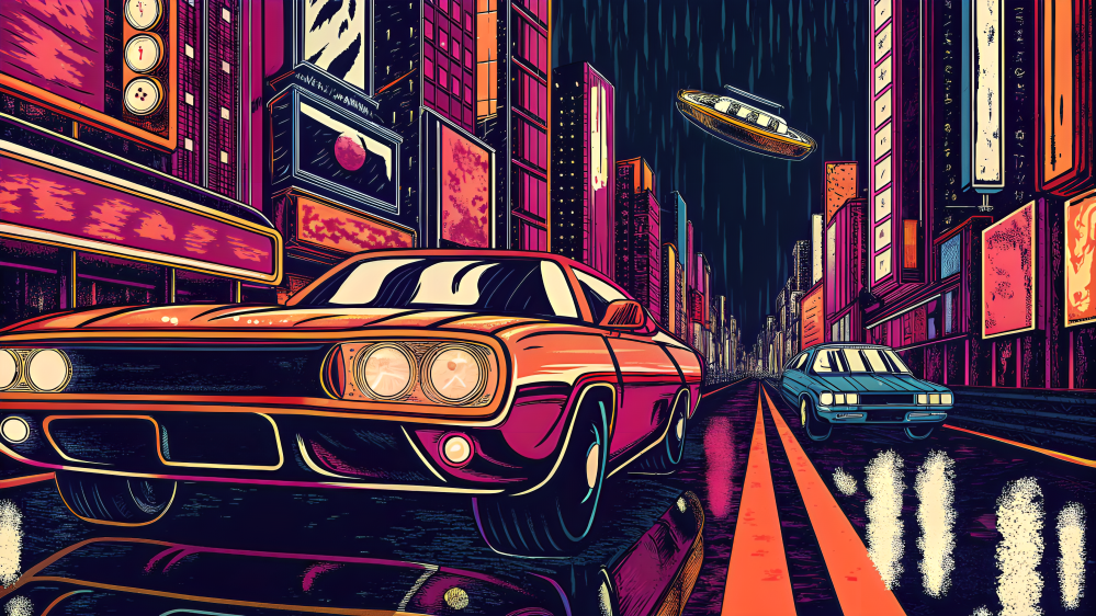 Deriva Neón: Paisaje Urbano Nocturno Fondos de pantalla