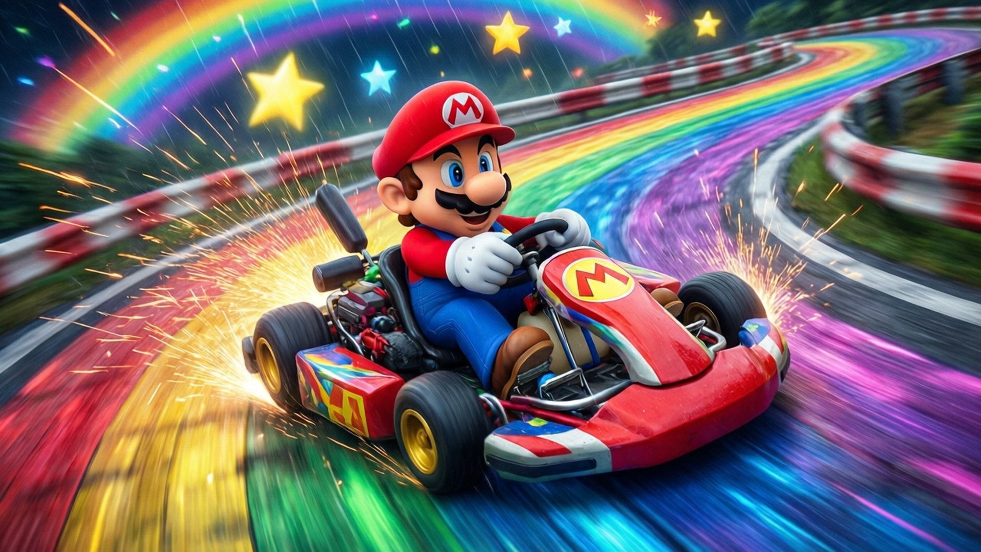 Derrape en Rainbow Road Fondos de pantalla