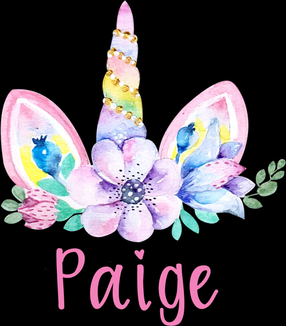 Diadema Floral de Unicornio Personalizada con el Nombre Paige Fondos de pantalla