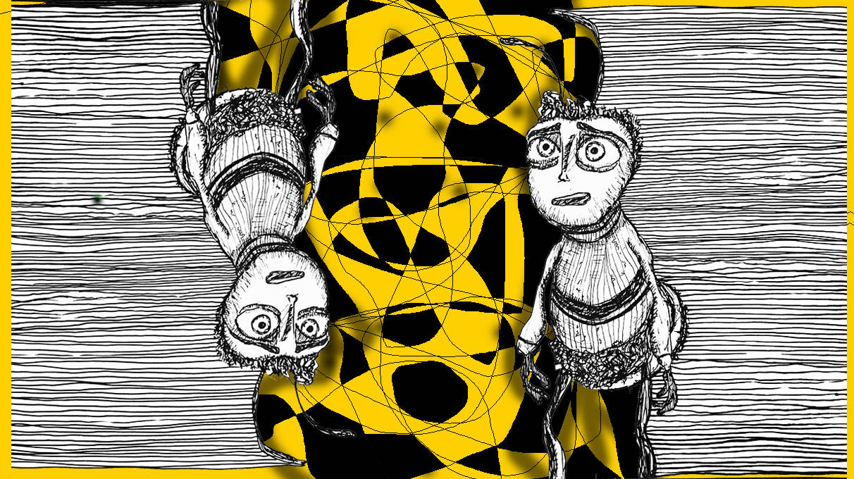 dibujo amarillo y negro de un personaje animado Fondos de pantalla