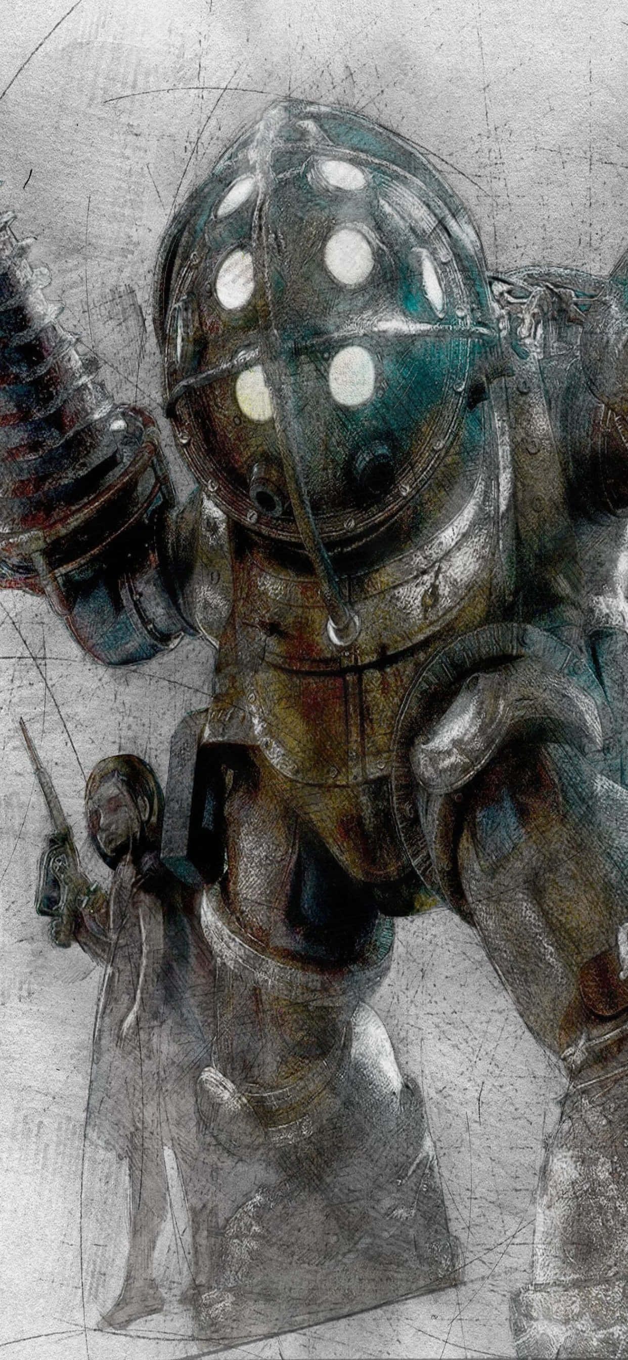 Dibujo de Big Daddy Fondo iPhone Xs Max Bioshock Infinite Fondos de pantalla