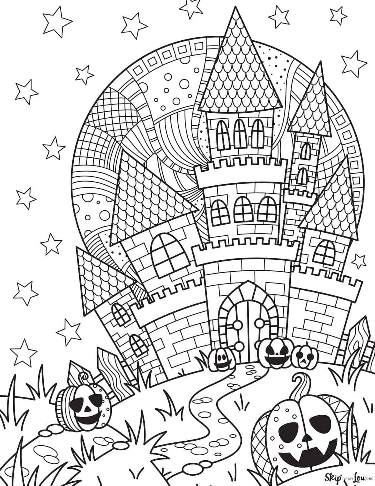 Dibujo de Castillo Embrujado para Colorear de Halloween Fondos de pantalla