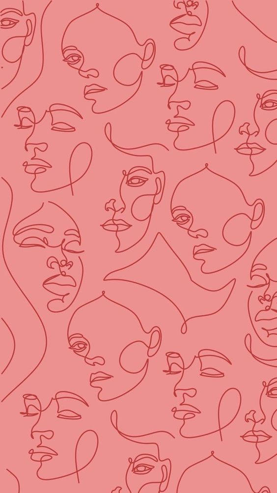 Dibujo de contorno estético vintage rosa Fondos de pantalla