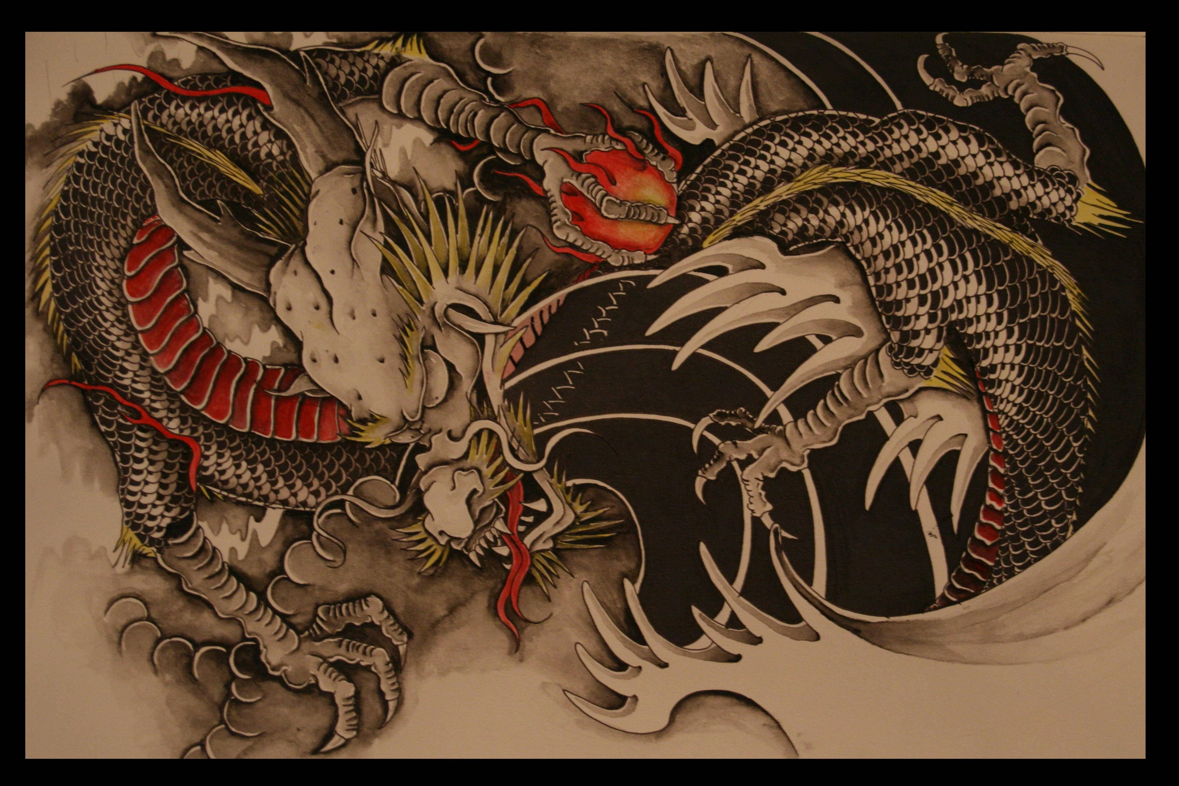 Dibujo de dragón japonés para PC Fondos de pantalla