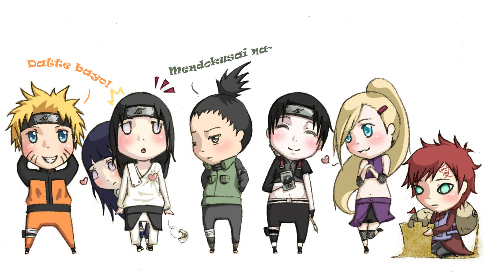 Dibujo de personajes mini de Naruto Fondos de pantalla