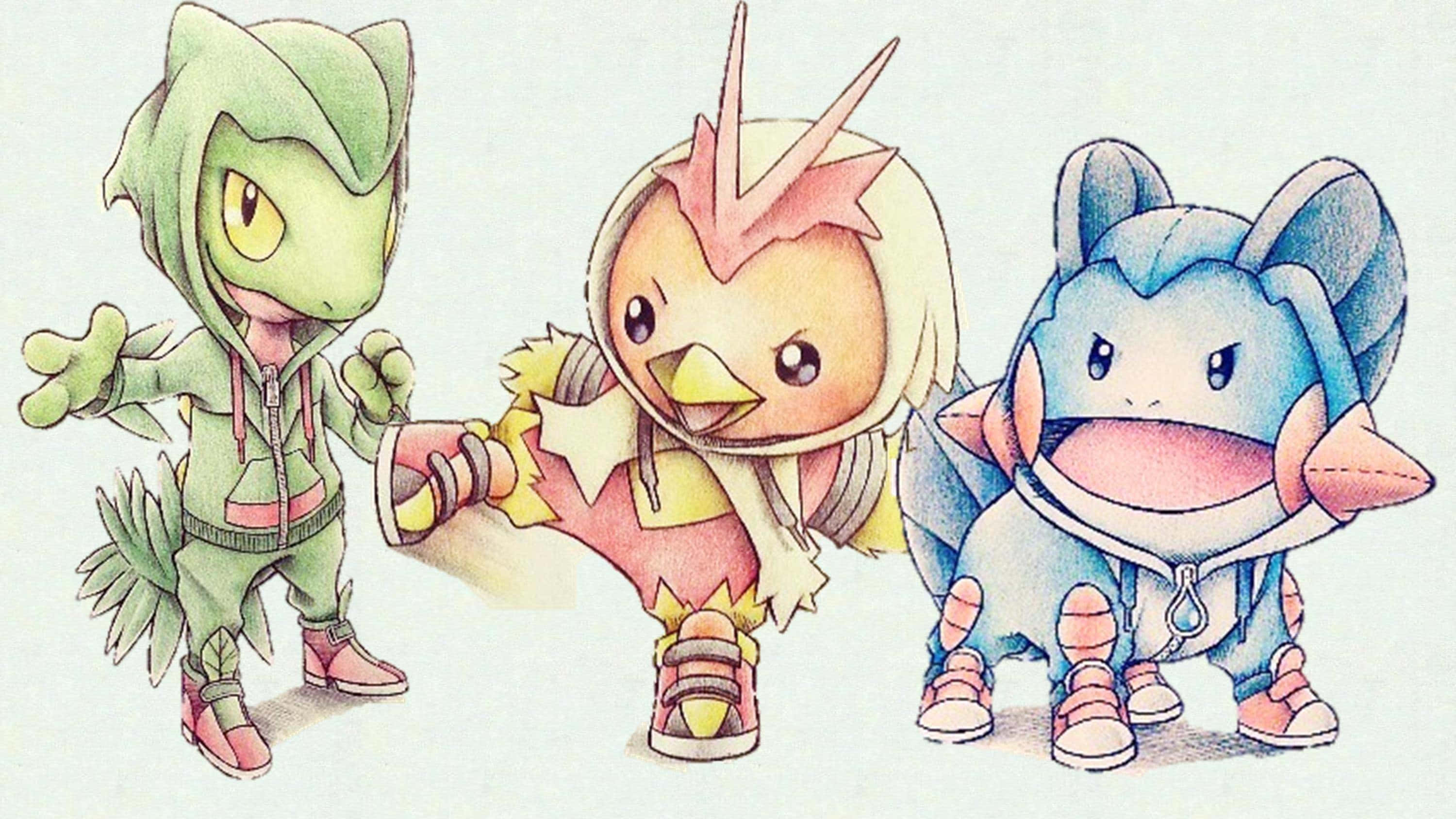 Dibujo de Treecko, Torchic y Mudkip Fondos de pantalla