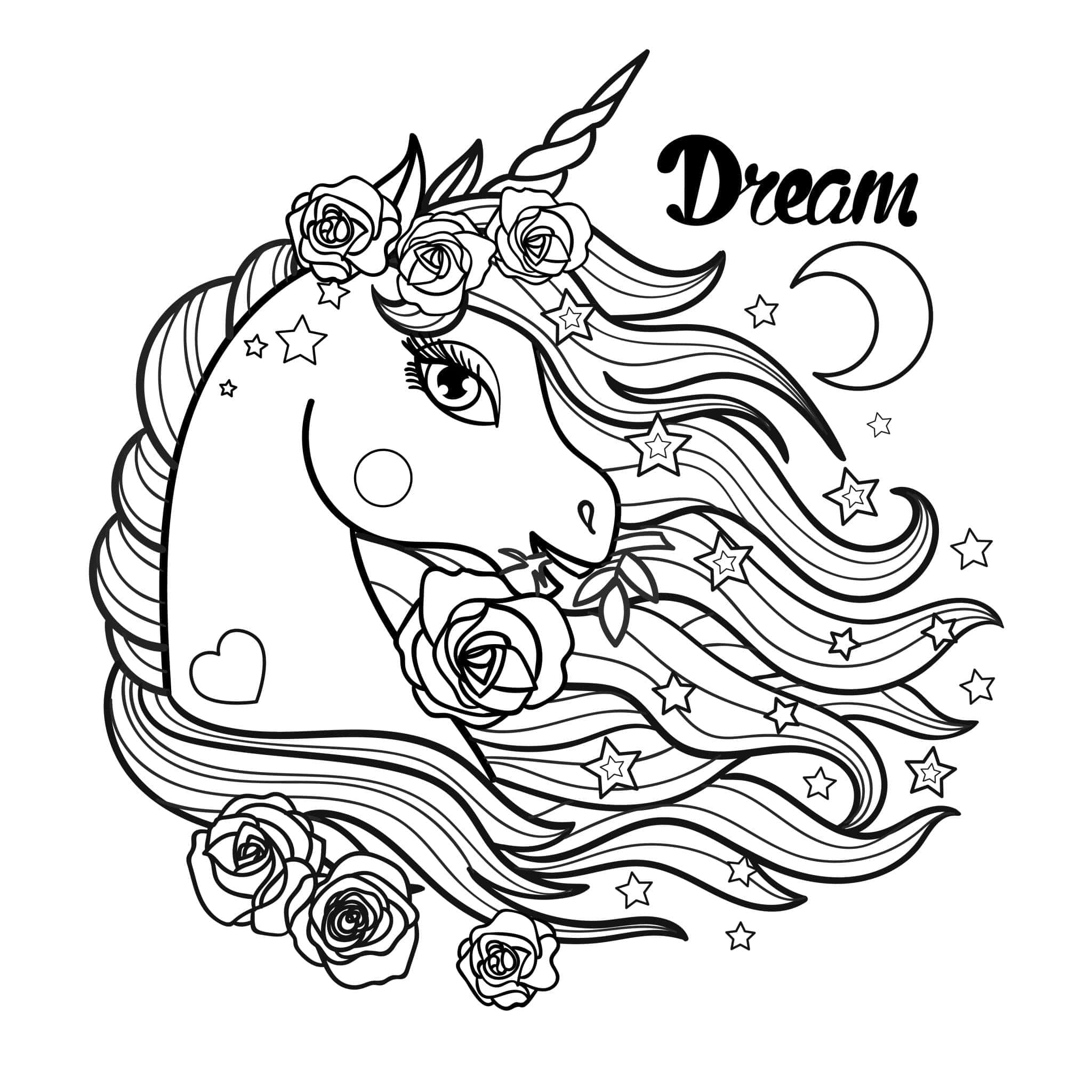 Dibujo de Unicornio para Colorear con Sueños Fondos de pantalla