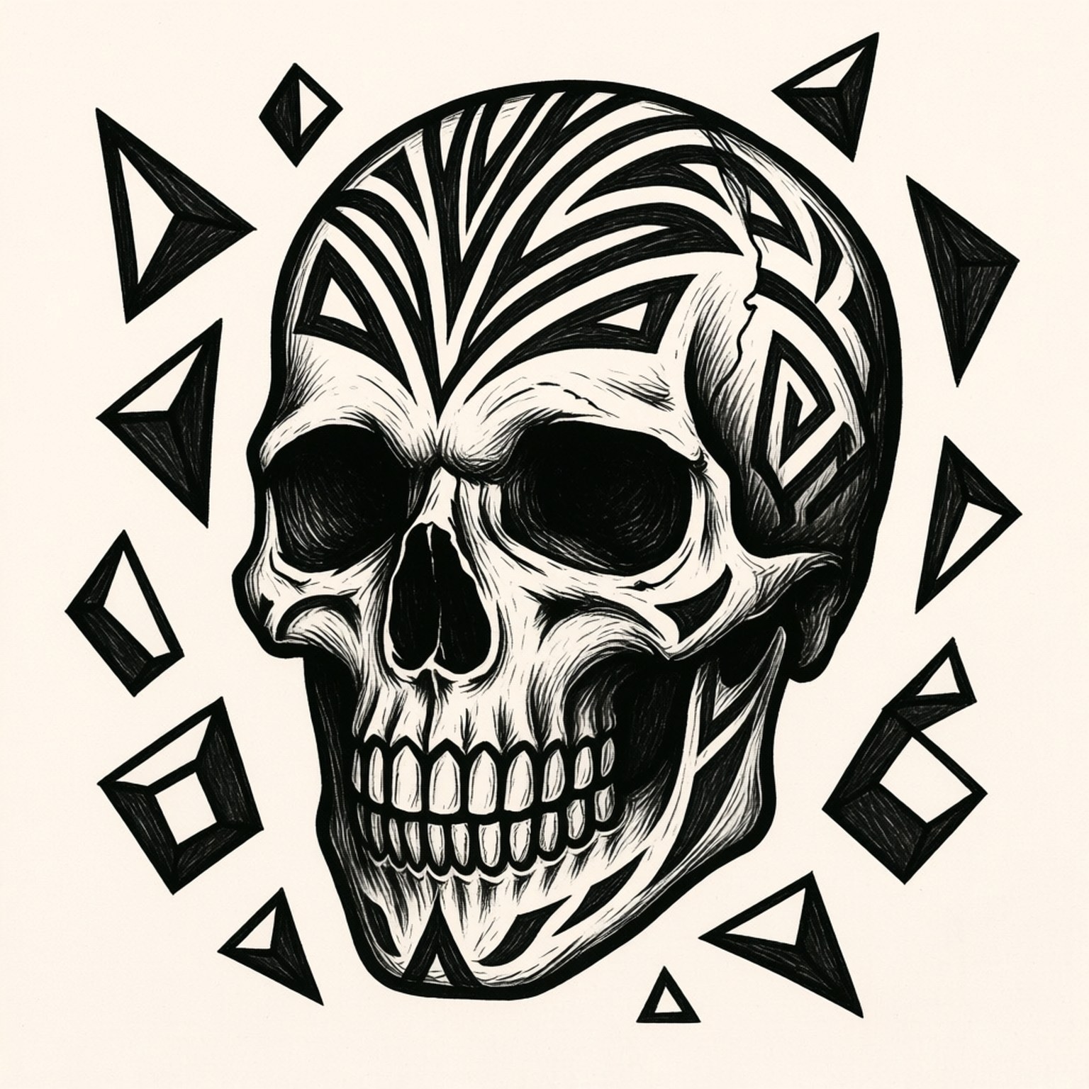Dibujo Genial de Calavera Tribal Fondos de pantalla
