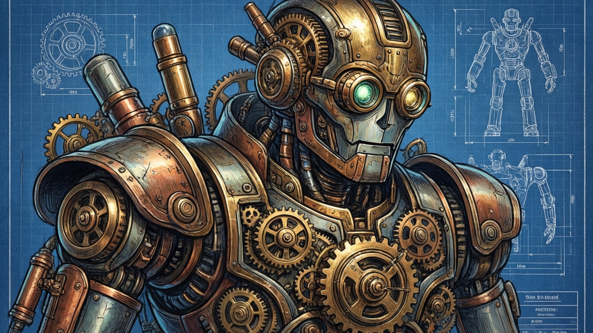 Dibujo Genial de Robot Steampunk Fondos de pantalla