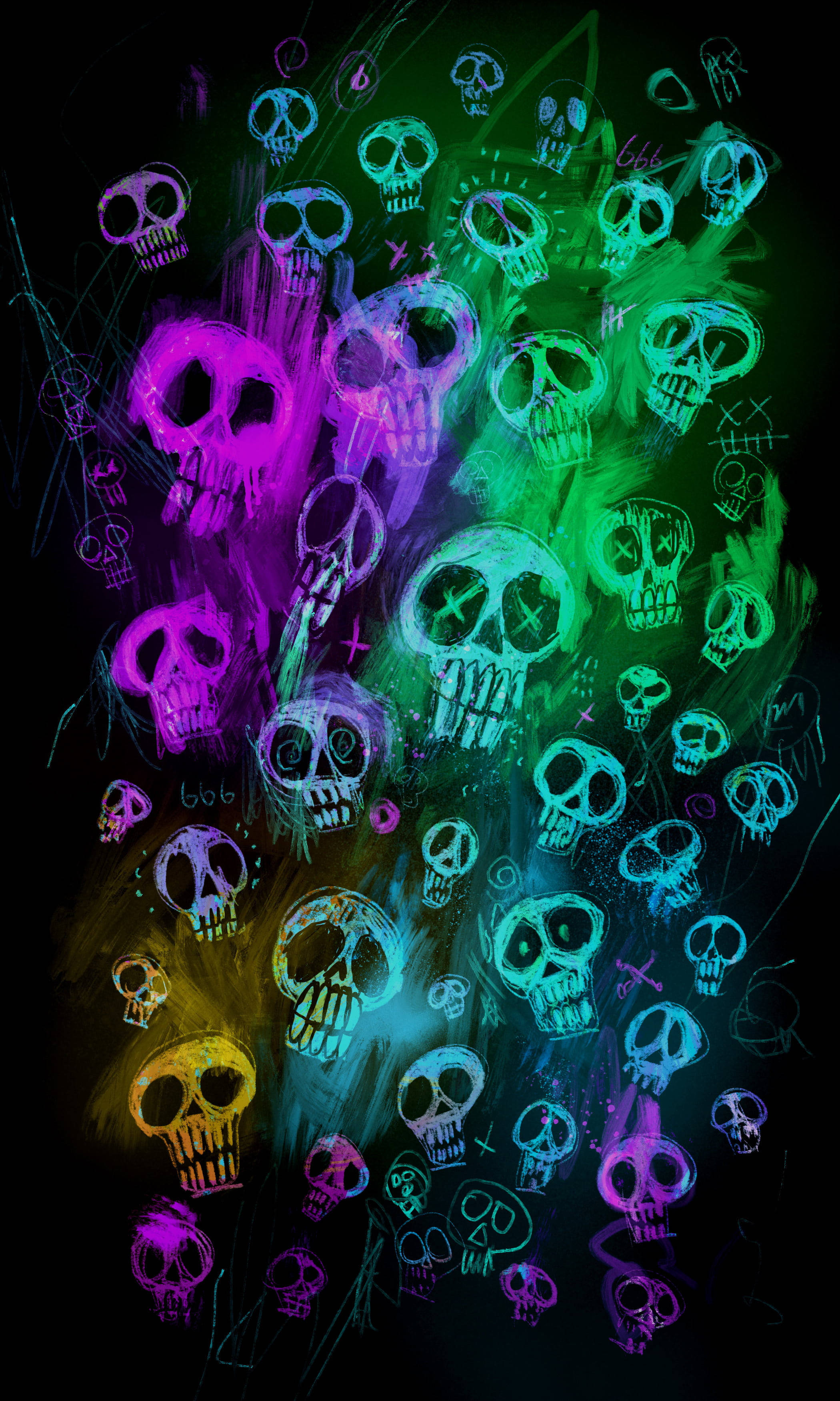 Dibujo Genial de Calavera Colorida Fondos de pantalla