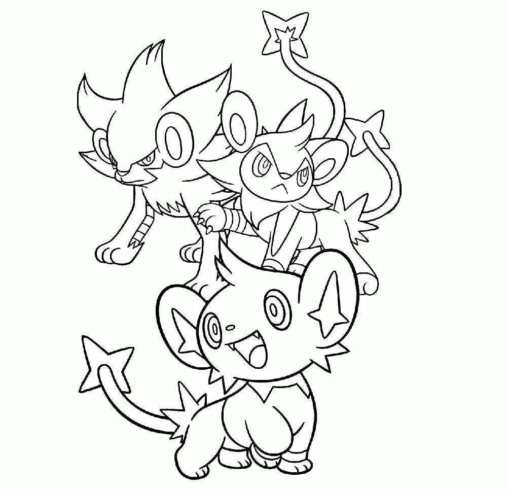 Dibujo sin color de las etapas de evolución de Luxio Fondos de pantalla